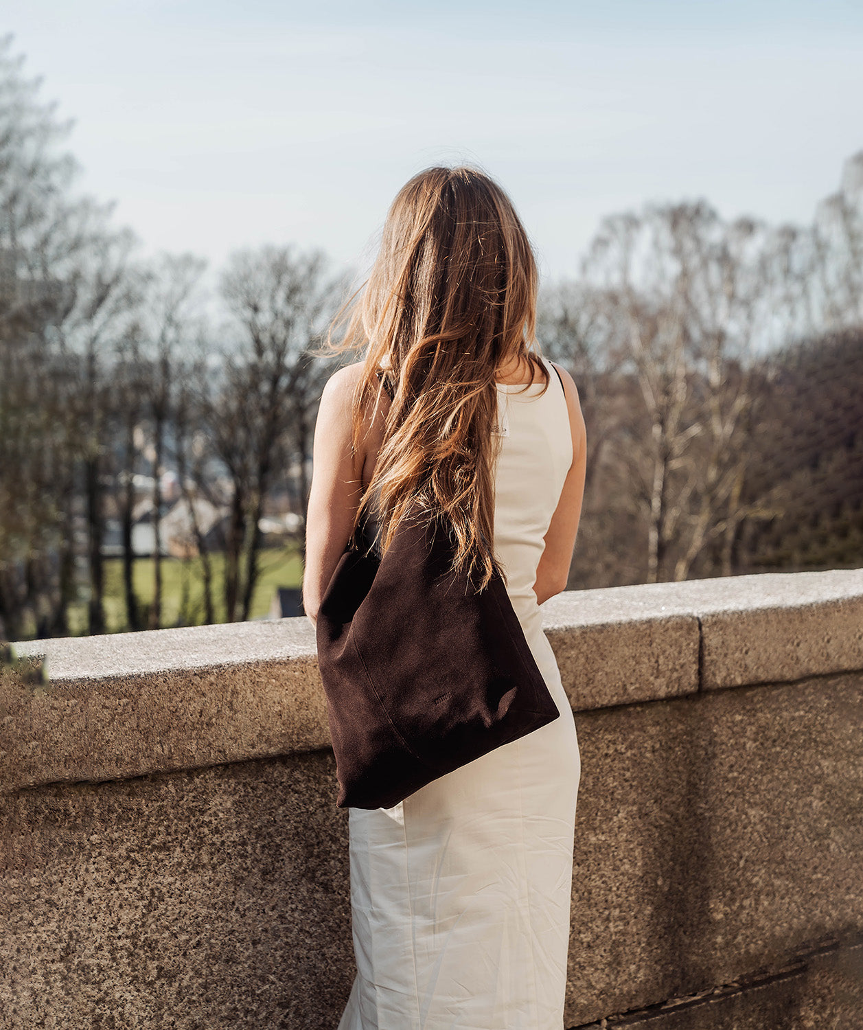 'Harmony' Cocoa Suede Leather Tote Bag