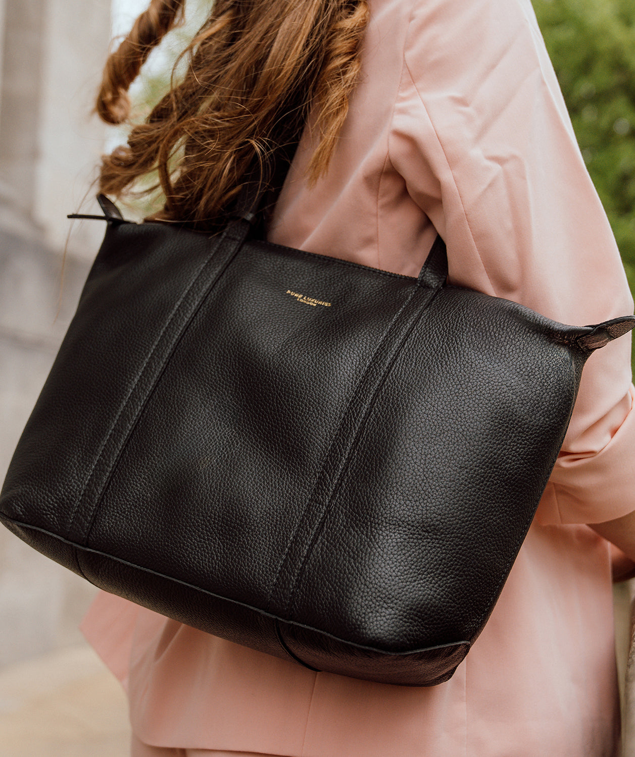 'Alcester' Black Leather Tote Bag