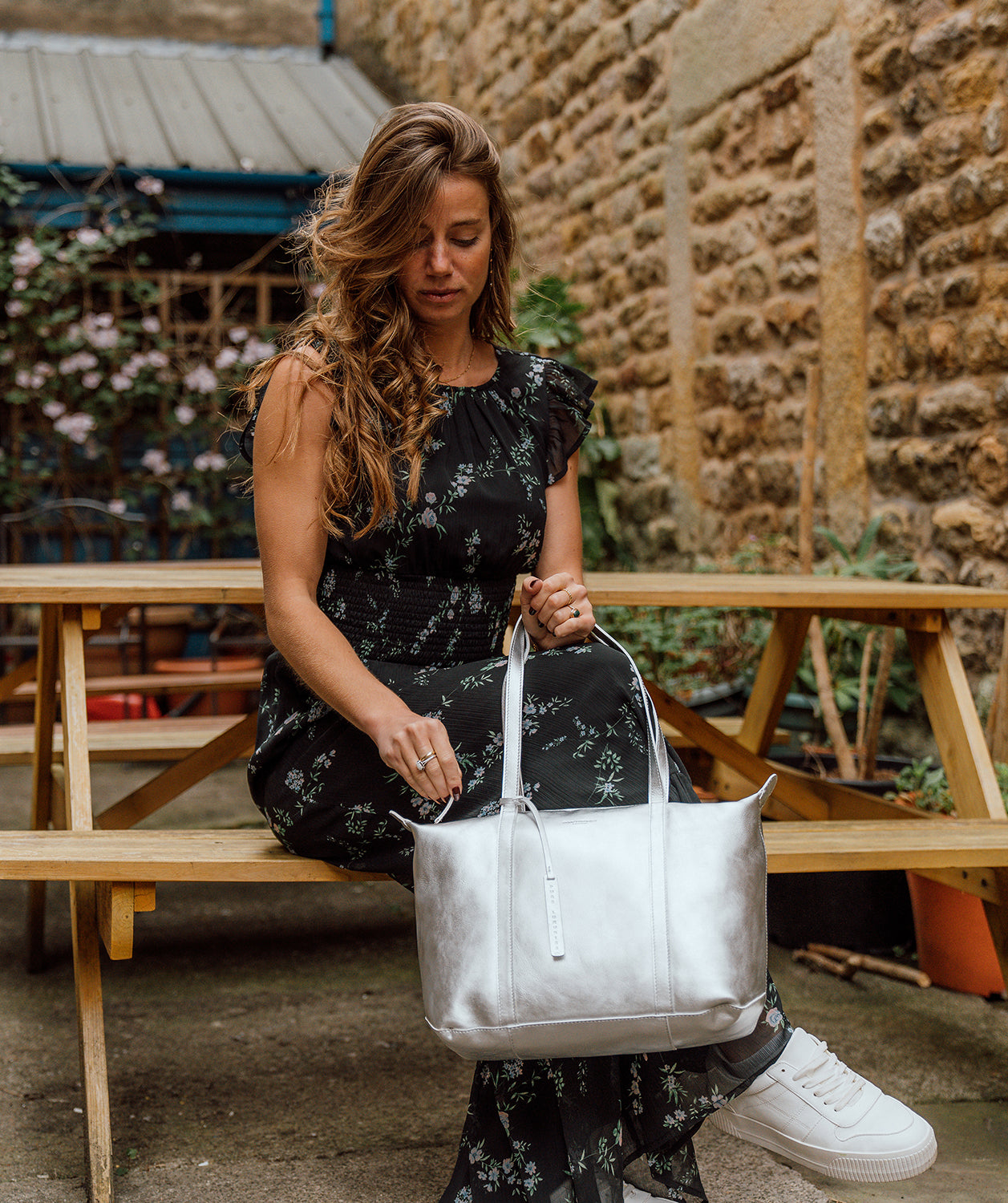 'Alcester' Metallic Silver Leather Tote Bag