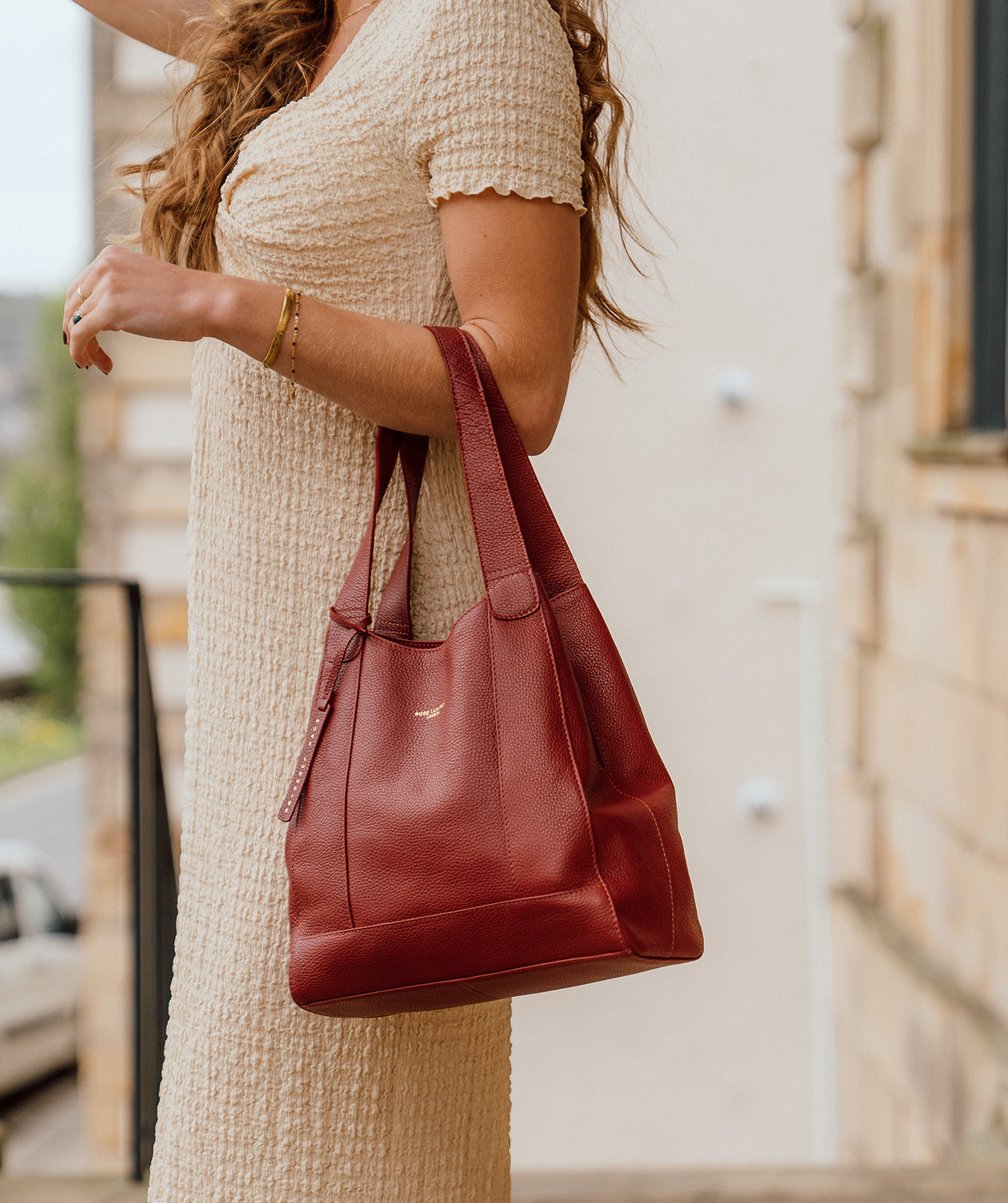 'Colette' Darkest Red Leather Handbag