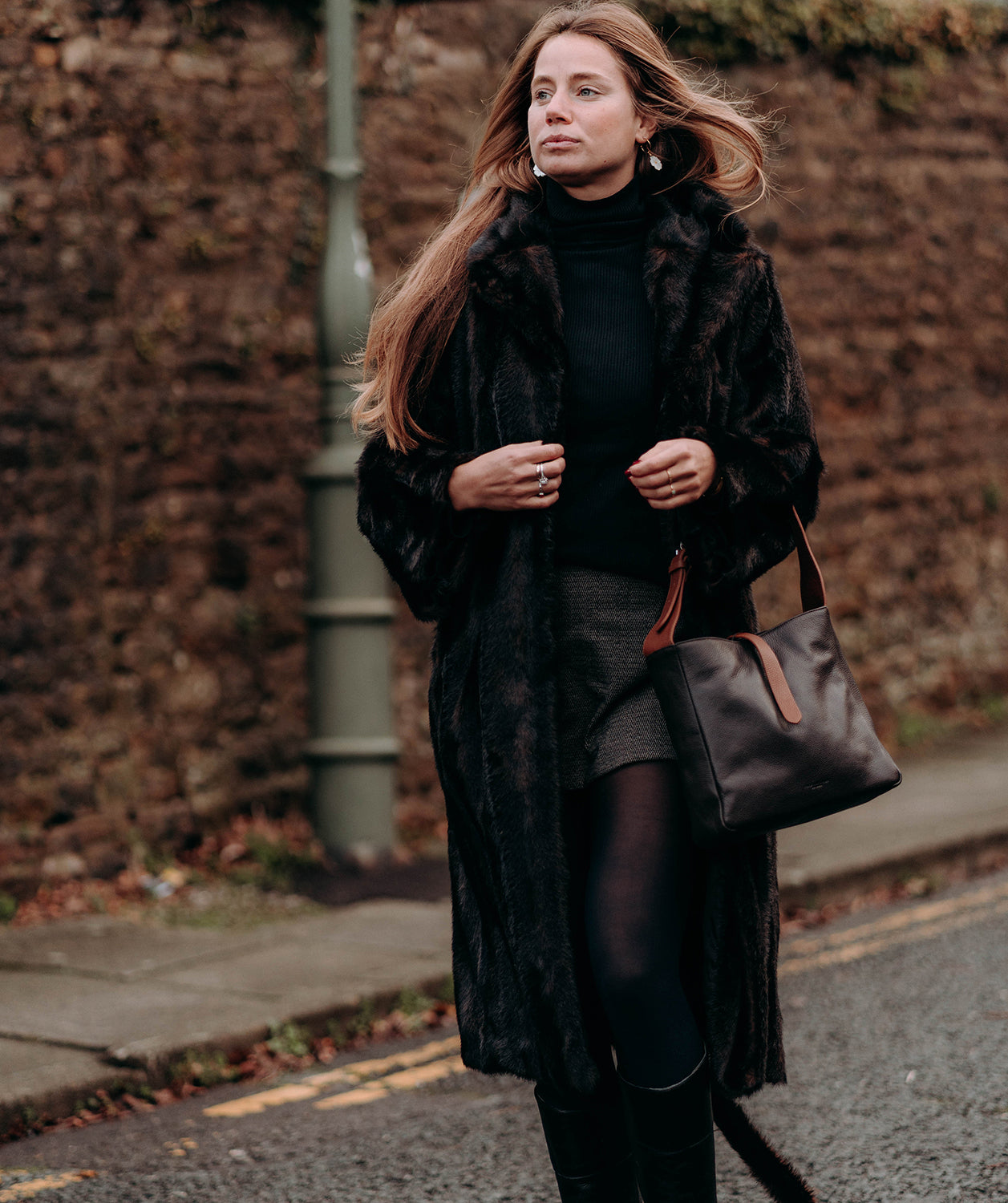 'Isola' Espresso & Rich Tan Leather Tote Bag