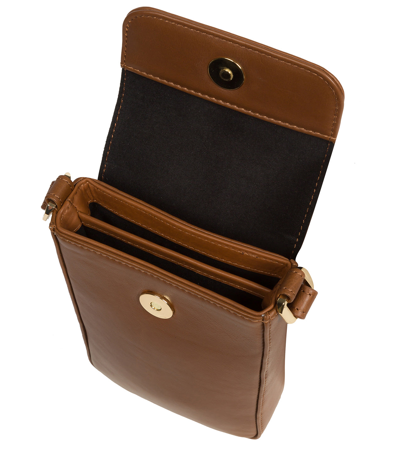 Pure Luxuries Knightsbridge Collection Bags: 'Selena' Chestnut Leather Cross Body Phone Bag