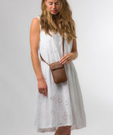 Pure Luxuries Knightsbridge Collection Bags: 'Selena' Chestnut Nappa Leather Cross Body Phone Bag