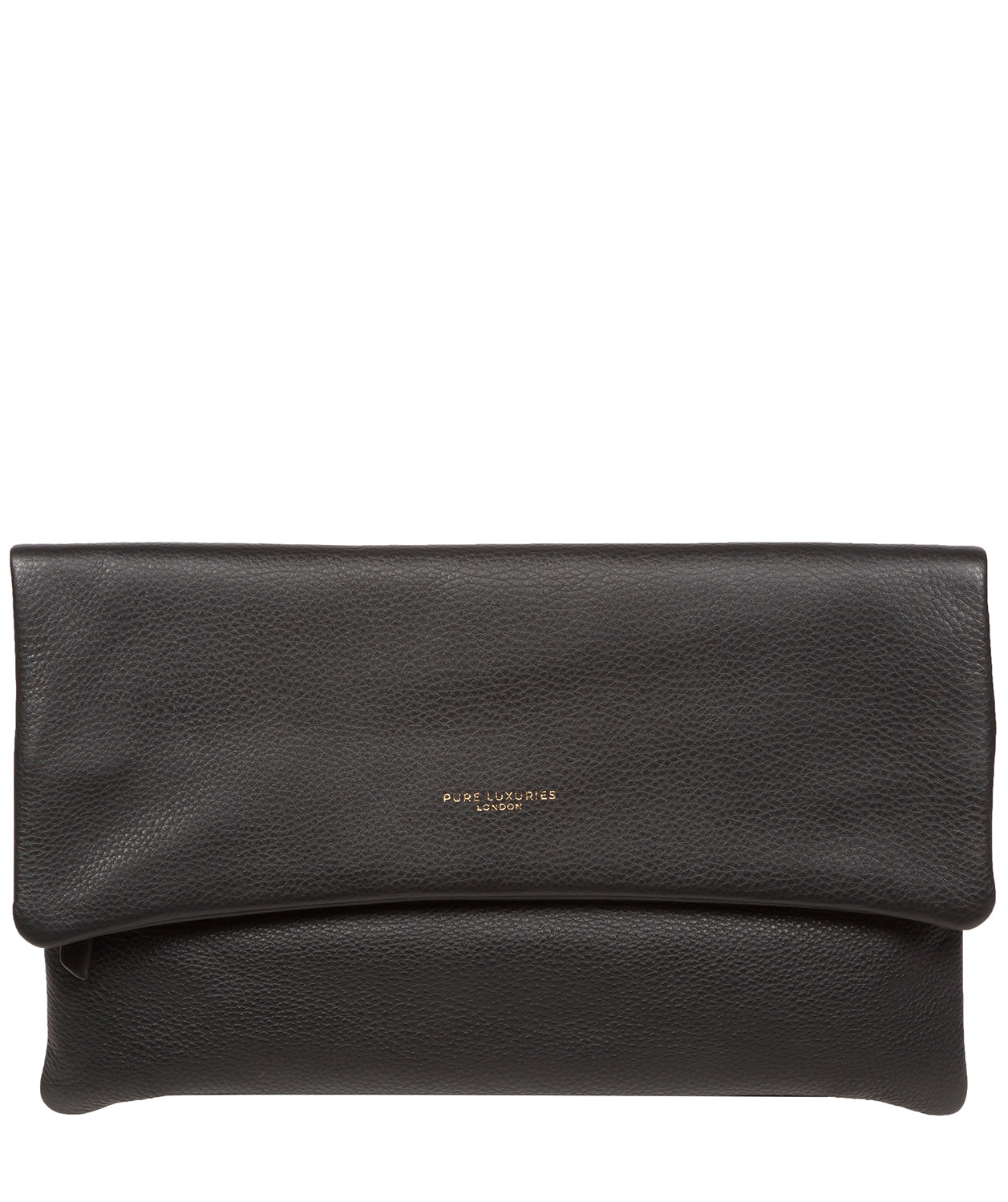 Black Leather Clutch Bag 'Amelia' by Pure Luxuries