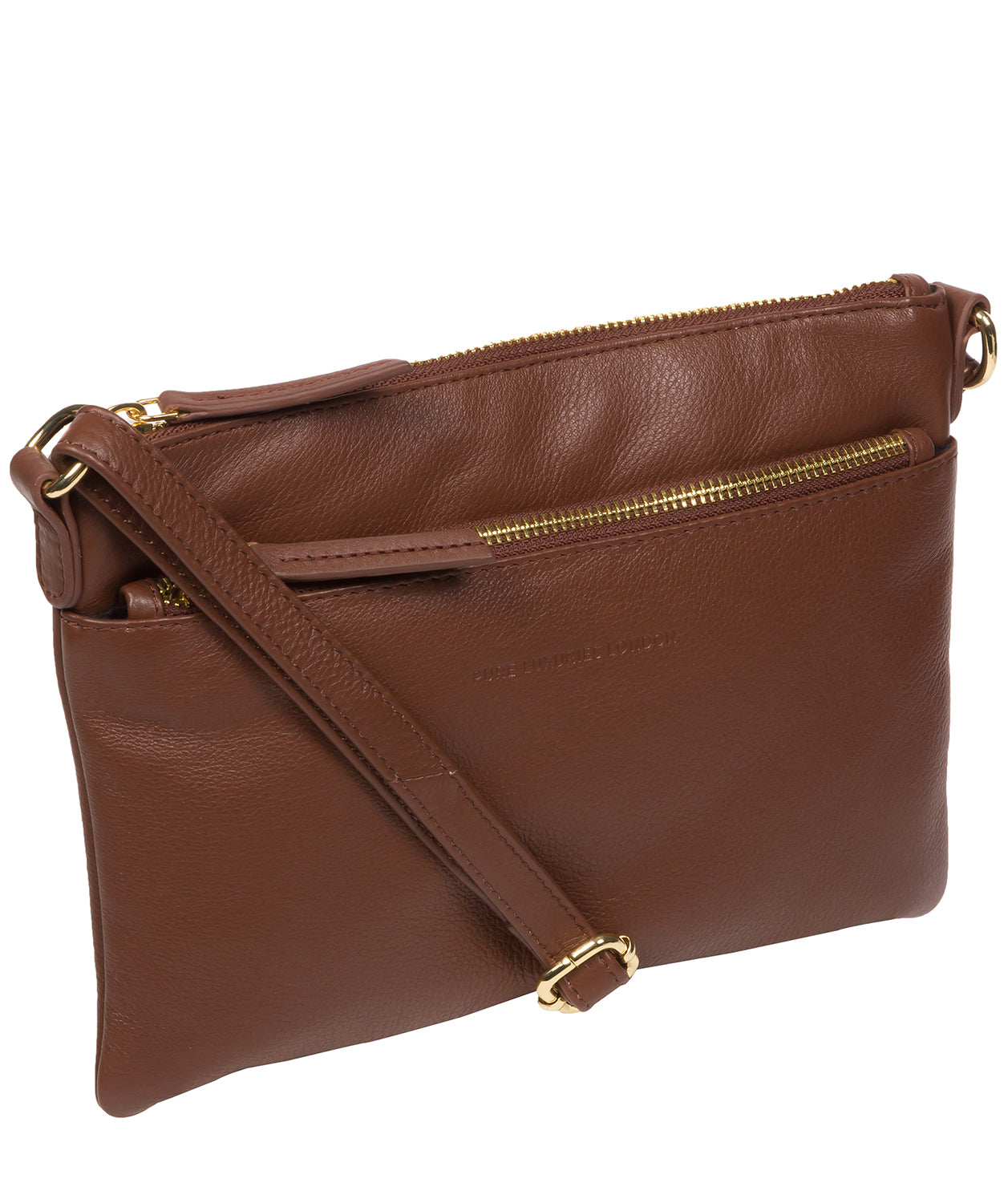 Pure Luxuries Marylebone Collection Bags: 'Hannah' Dark Tan Nappa Leather Cross Body Bag