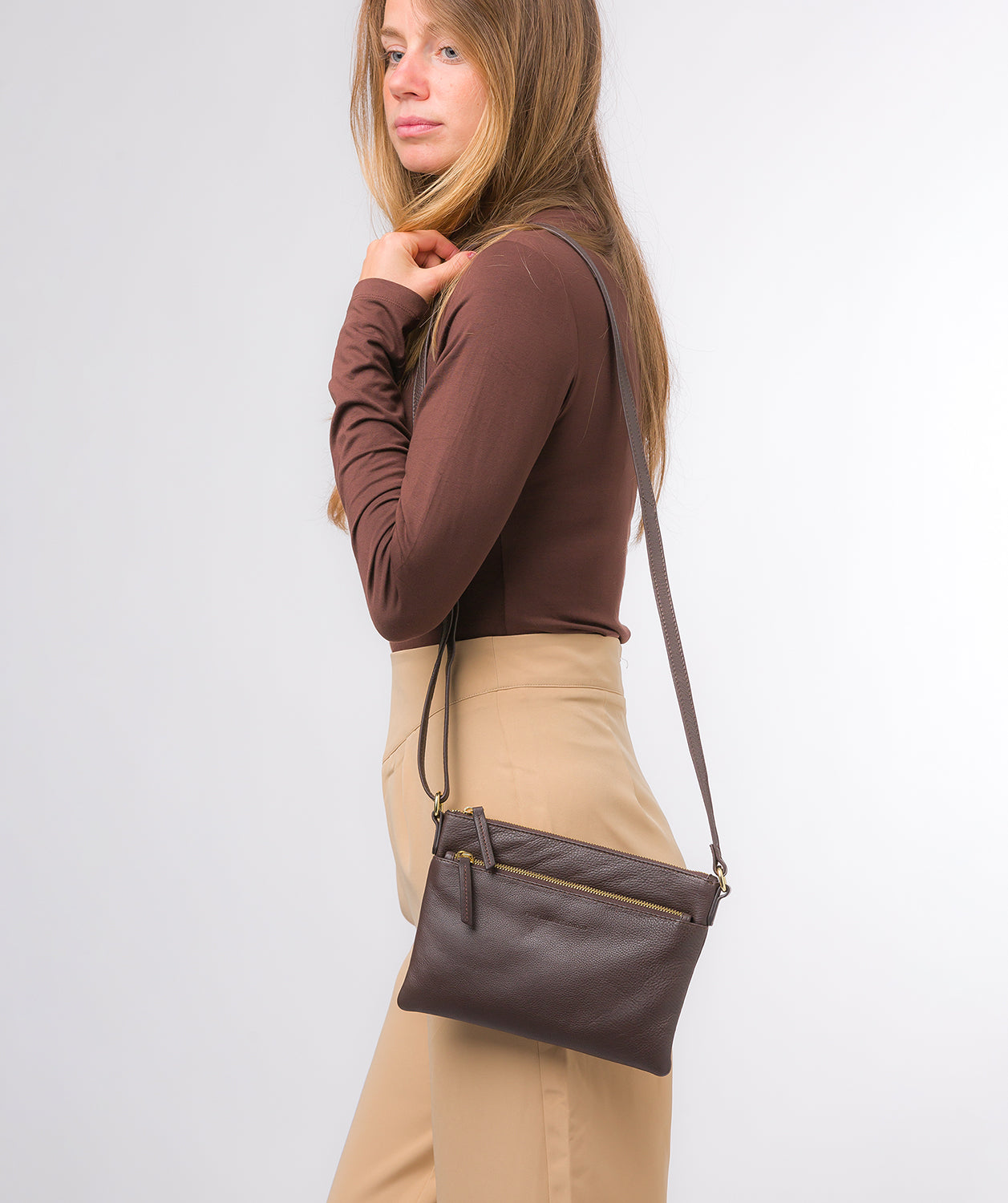 Pure Luxuries Marylebone Collection Bags: 'Hannah' Hot Fudge Nappa Leather Cross Body Bag