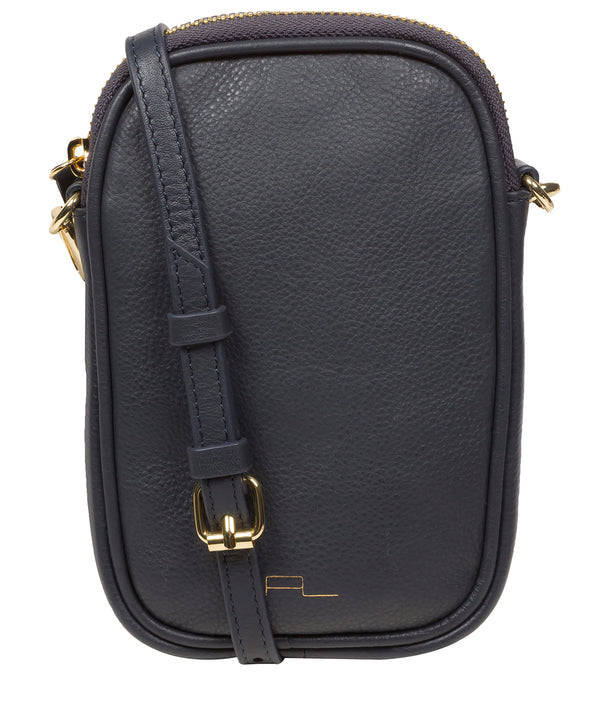 Pure Luxuries Marylebone Collection Bags: 'Alaina' Navy Nappa Leather Cross Body Phone Bag