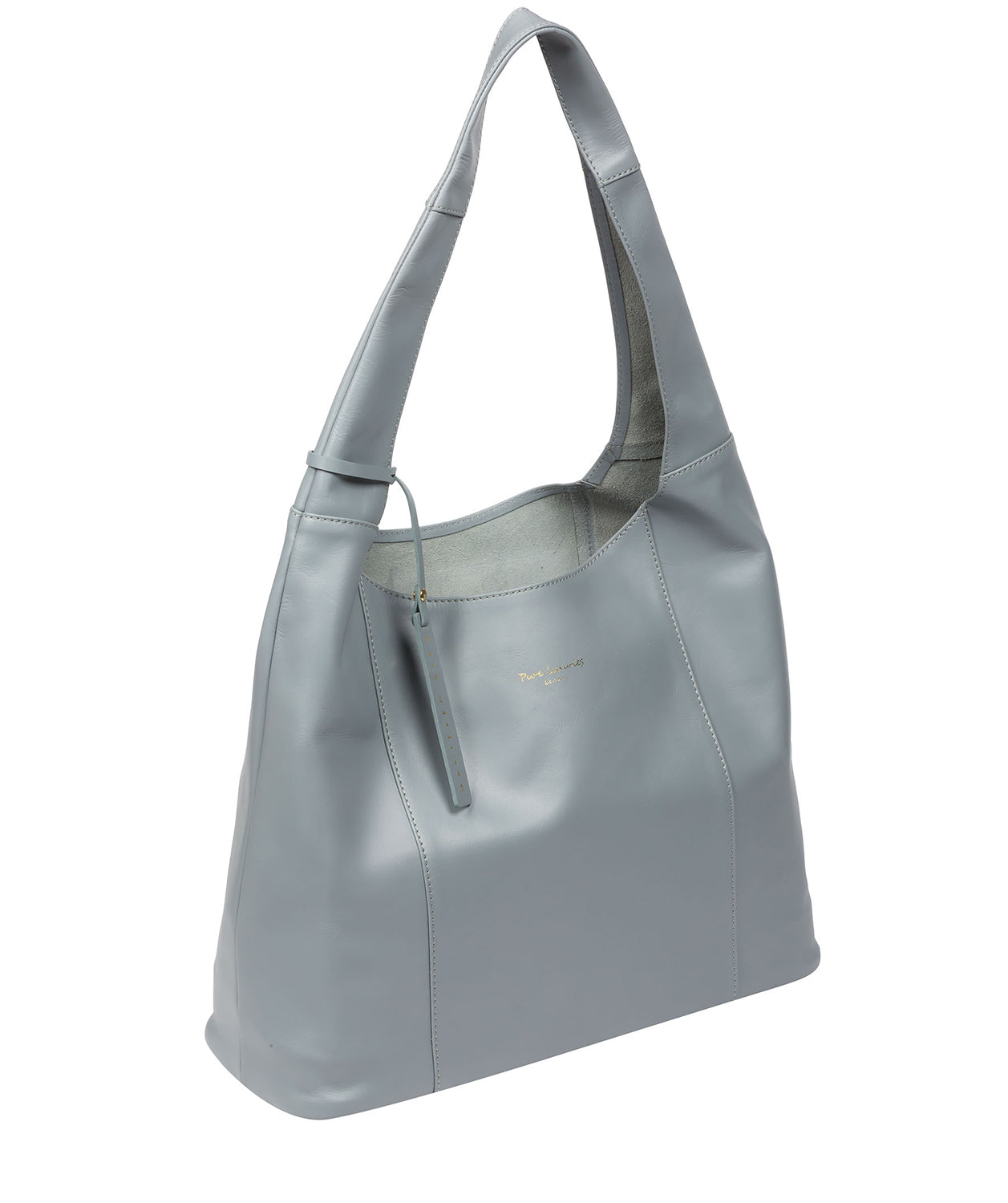 Pure Luxuries Eco Collection Bags: 'Nina' Hazy Blue Leather Shoulder Bag