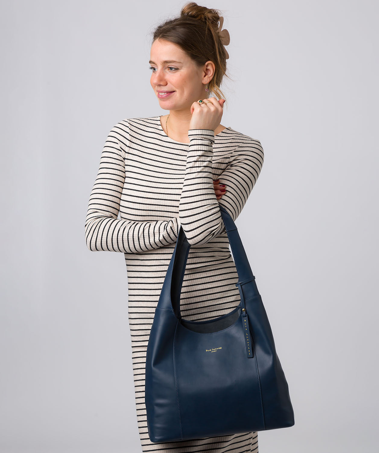 Pure Luxuries Eco Collection Bags: 'Nina' True Blue Leather Shoulder Bag