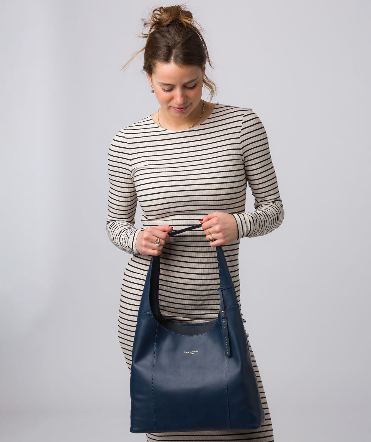 Pure Luxuries Eco Collection Bags: 'Nina' True Blue Leather Shoulder Bag