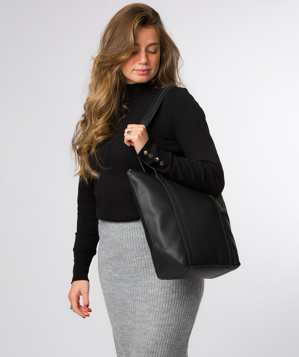 'Banbury' Black Leather Tote Bag
