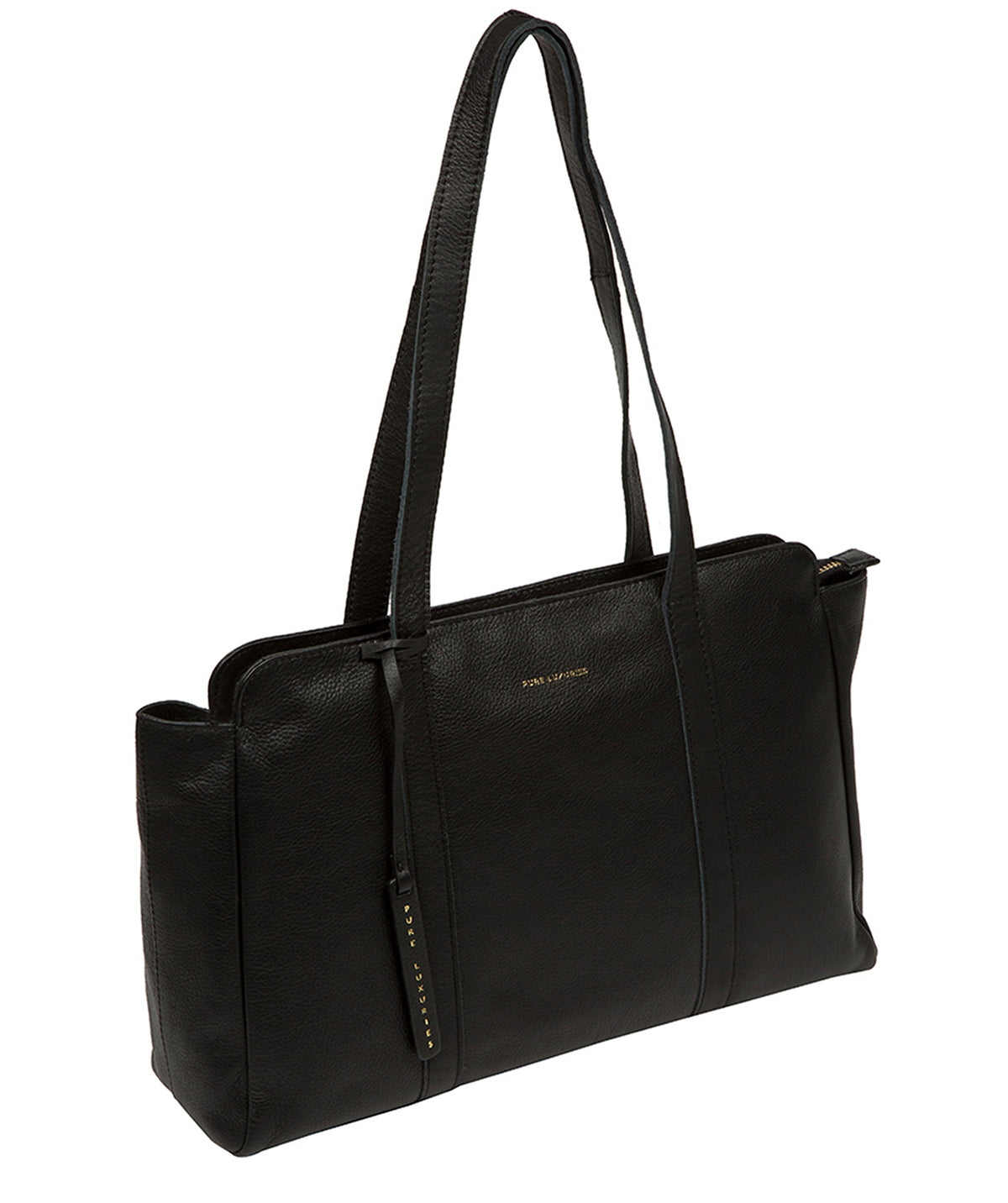Pure Luxuries Olney black leather bag full product shot