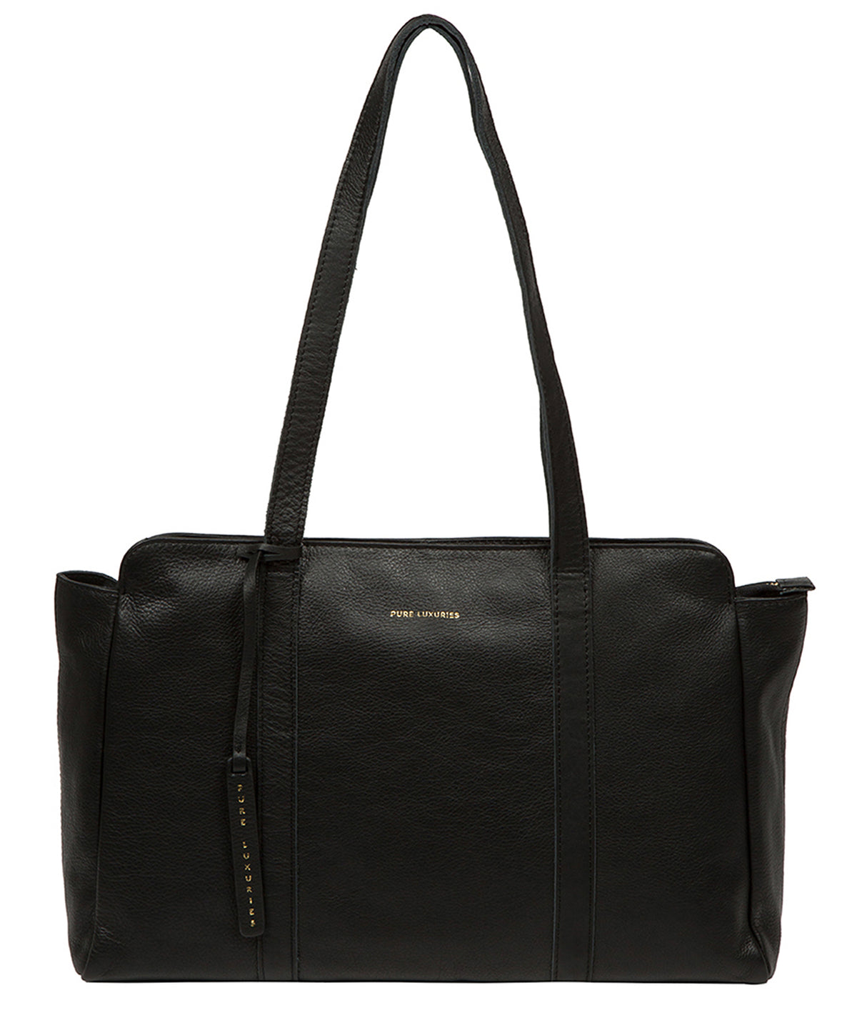 Pure Luxuries Olney black leather handbag front view