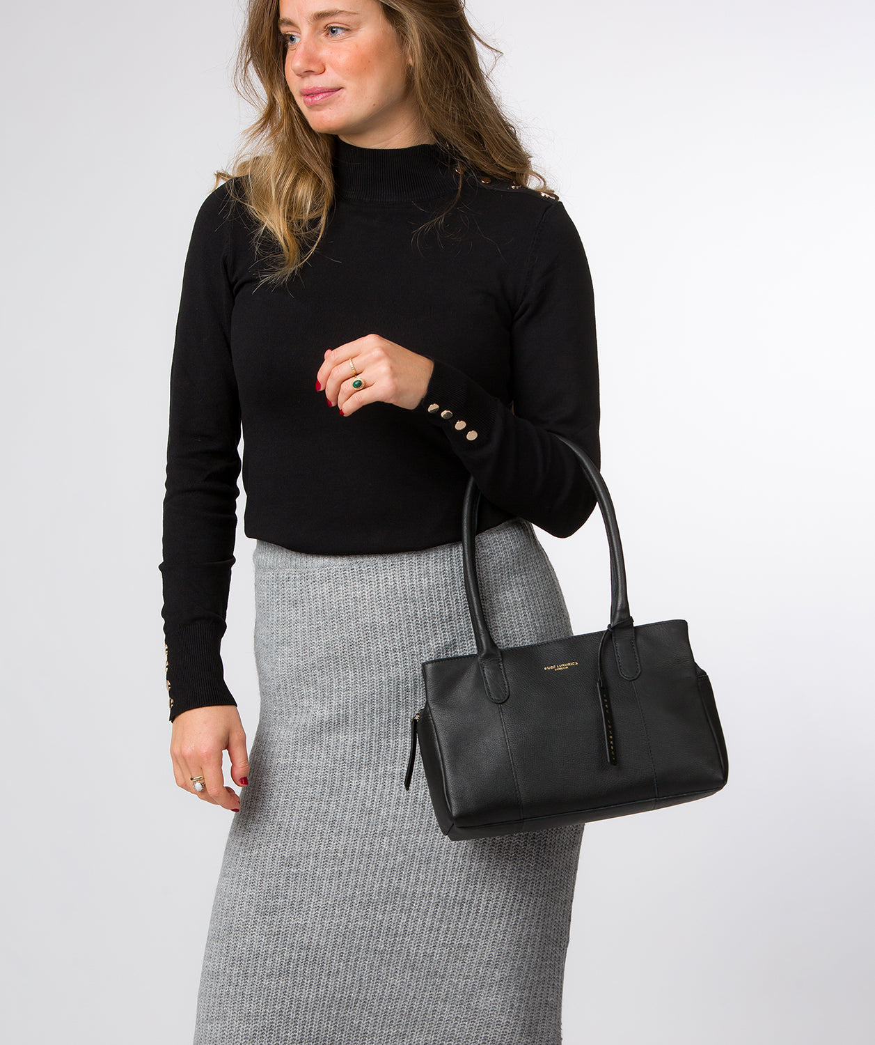'Filton' Black Leather Handbag
