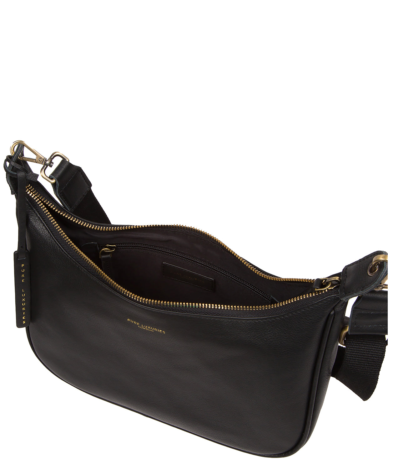 'Lancaster' Black Leather Cross Body Bag