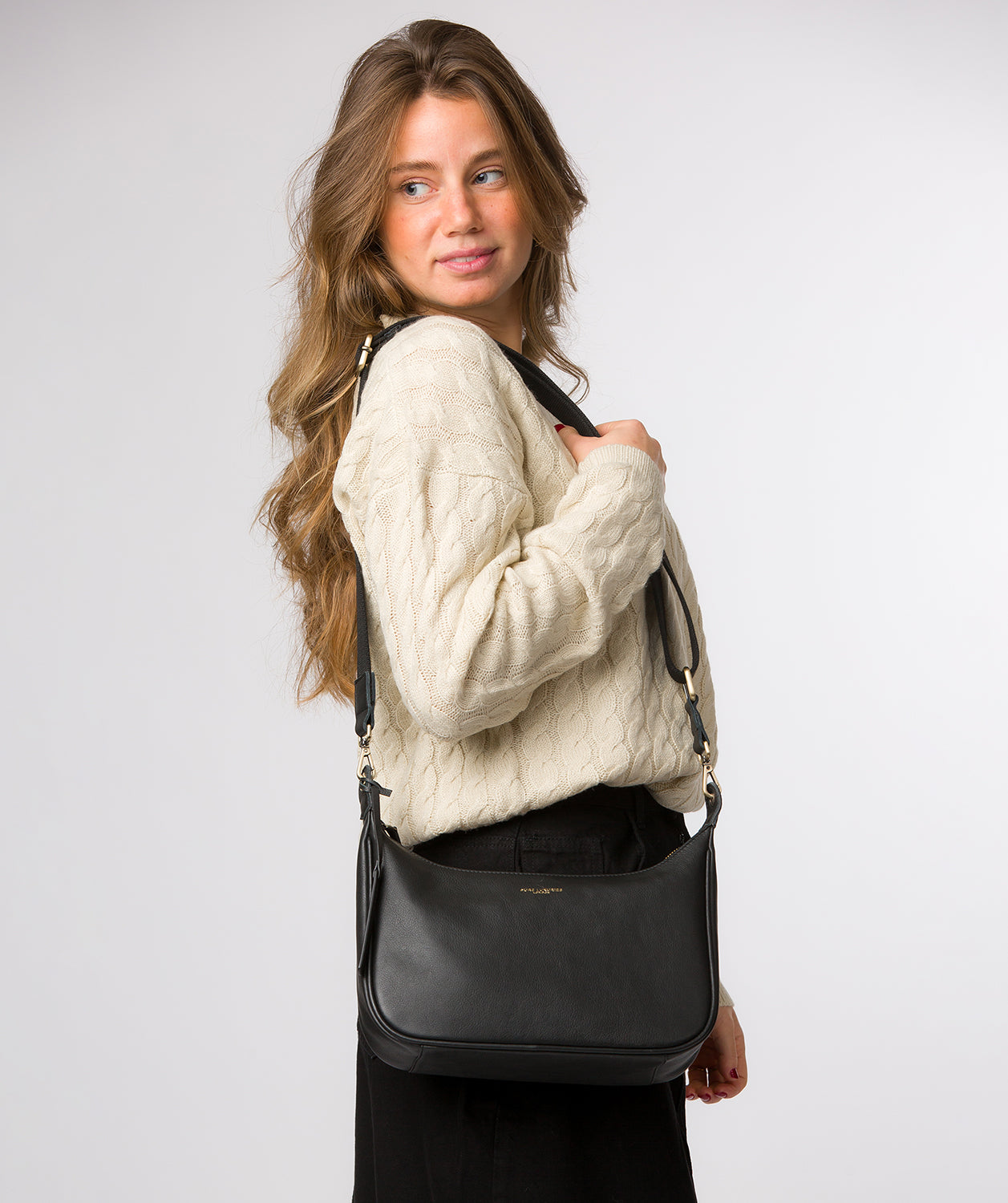 'Lancaster' Black Leather Cross Body Bag
