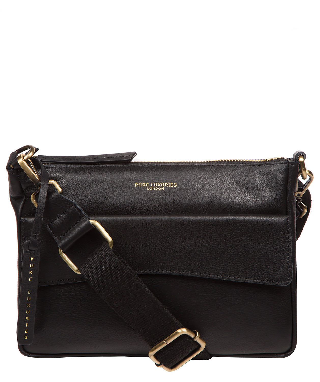 'Poole' Black Leather Cross Body Bag