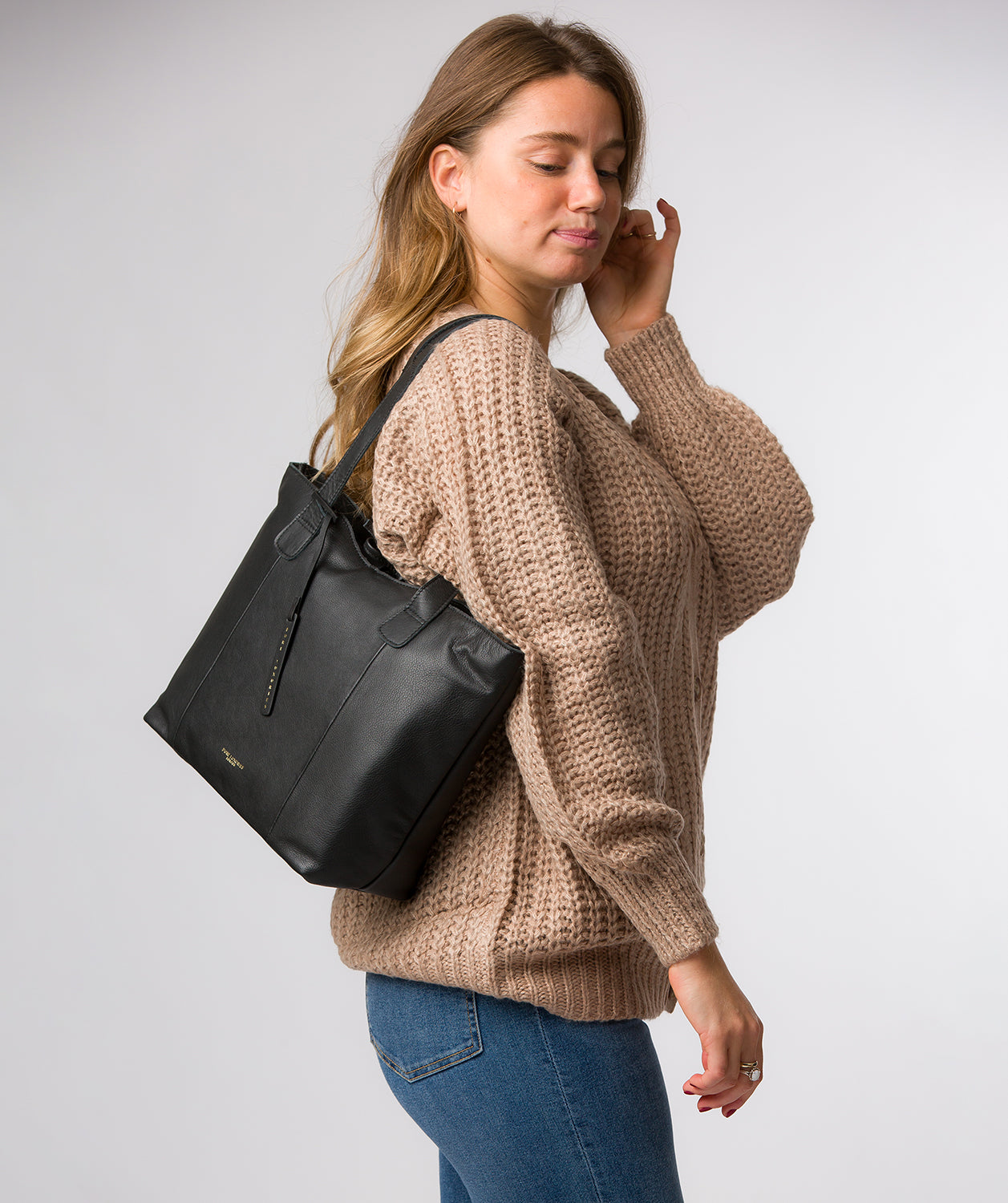 'Windsor' Black Leather Tote Bag