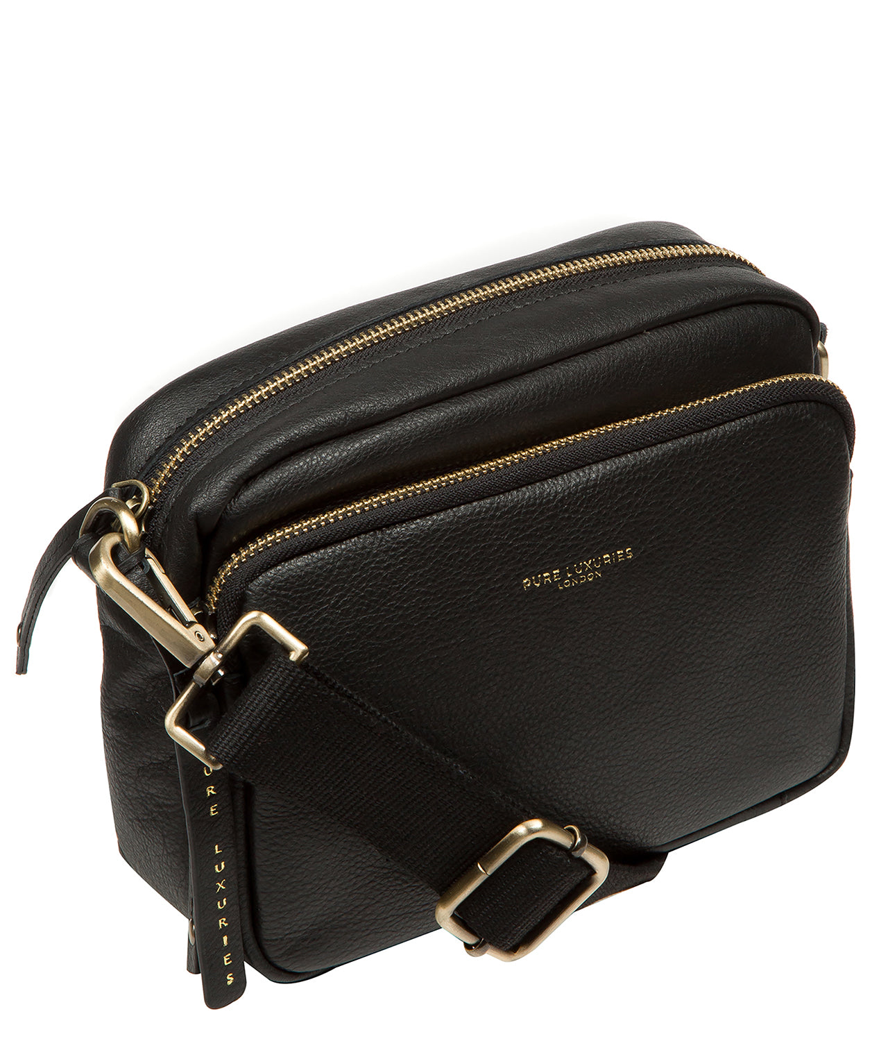 'Froome' Black Leather Cross Body Bag