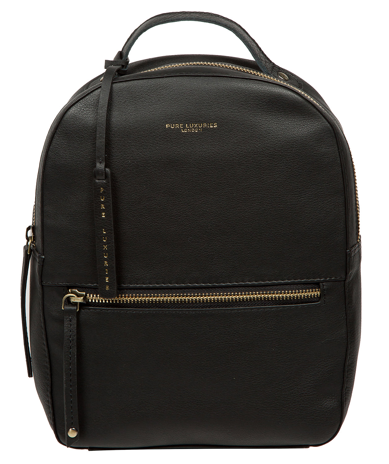 'York' Black Leather Backpack