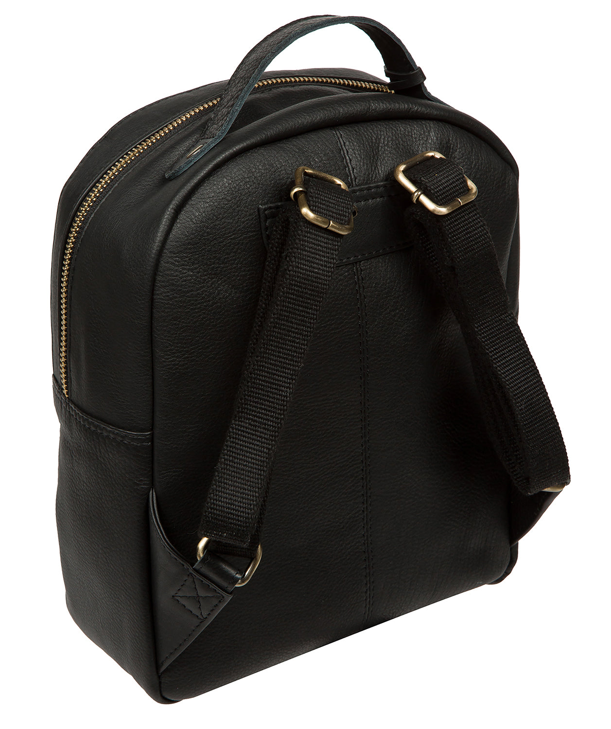 'York' Black Leather Backpack