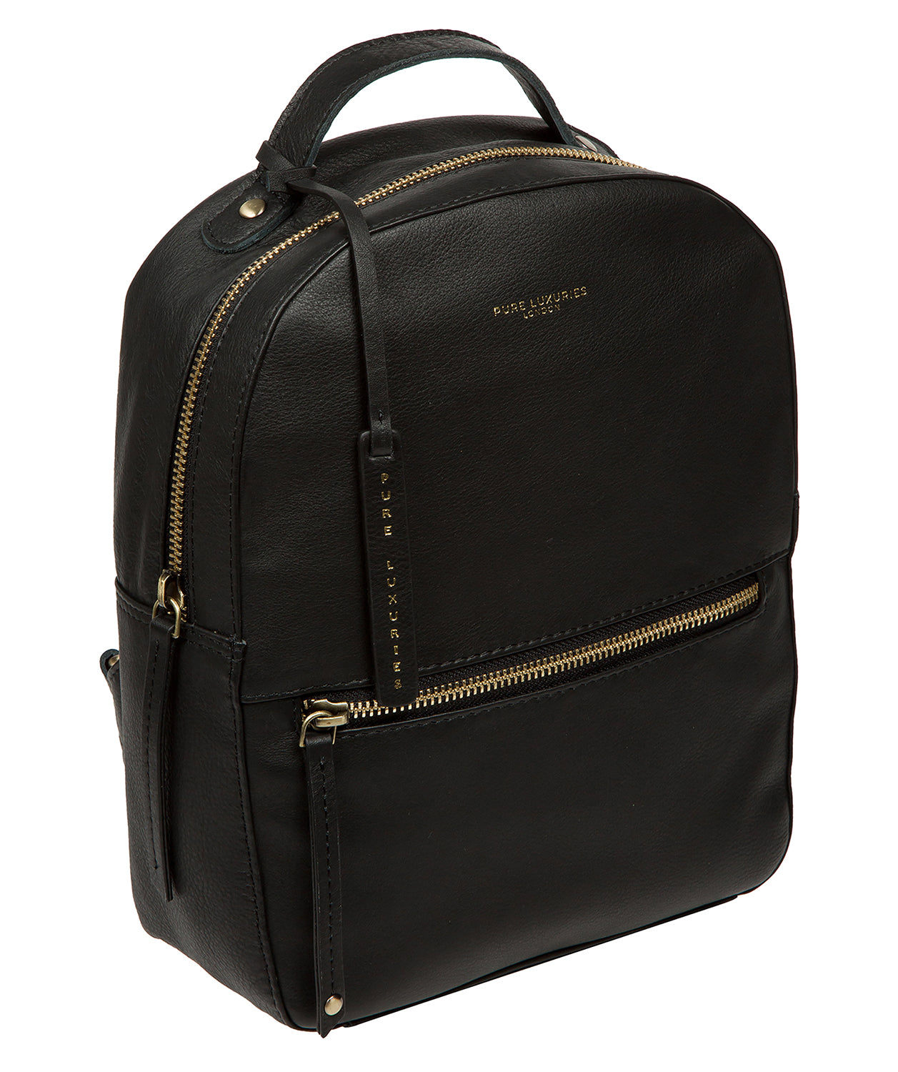 'York' Black Leather Backpack