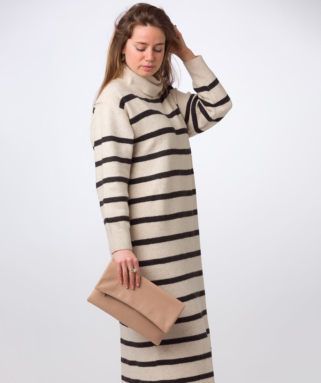 Pure Luxuries Marylebone Collection Bags: 'Amelia' Latte Leather Clutch Bag