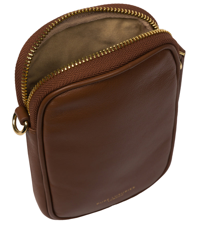 Pure Luxuries Marylebone Collection Bags: 'Alania' Tan Nappa Leather Cross Body Phone Bag