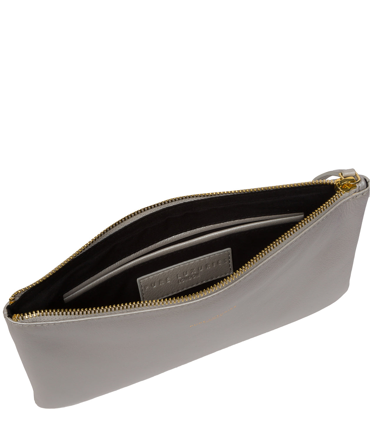 Pure Luxuries Couture Collection Bags: 'Wilmslow' Metallic Silver Leather Clutch Bag