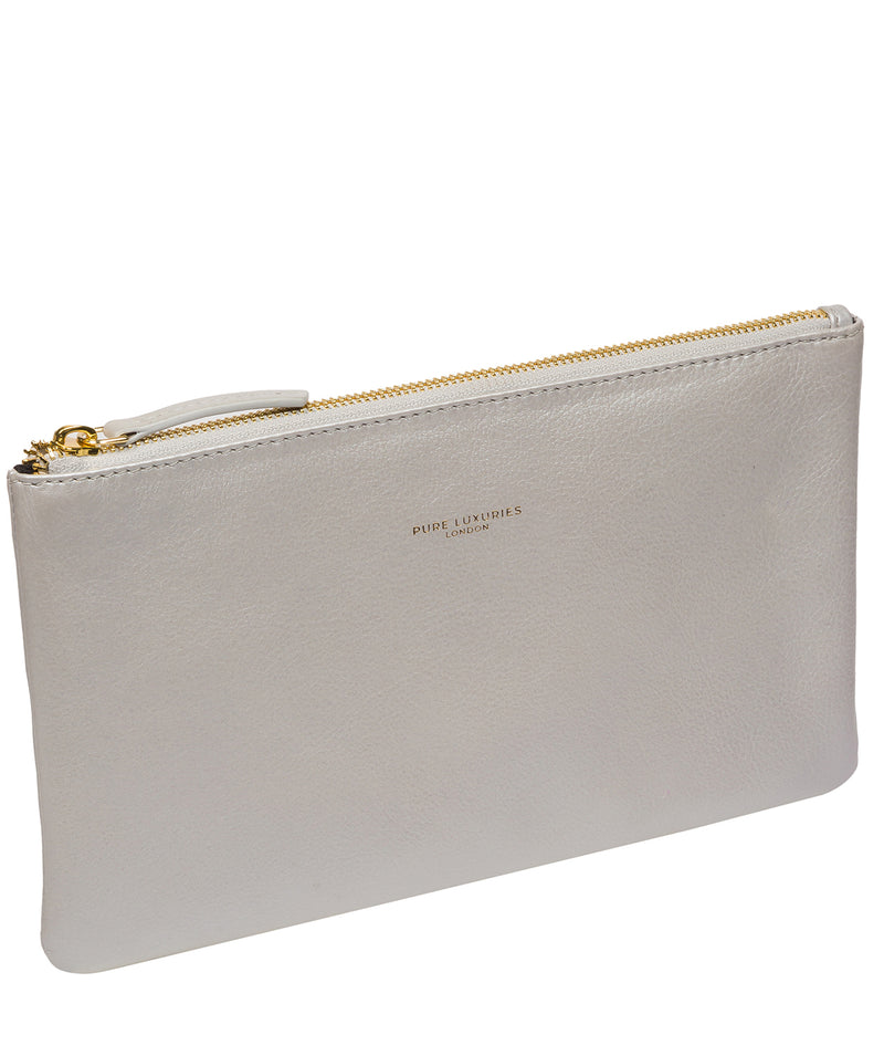 Pure Luxuries Couture Collection Bags: 'Wilmslow' Metallic Silver Leather Clutch Bag