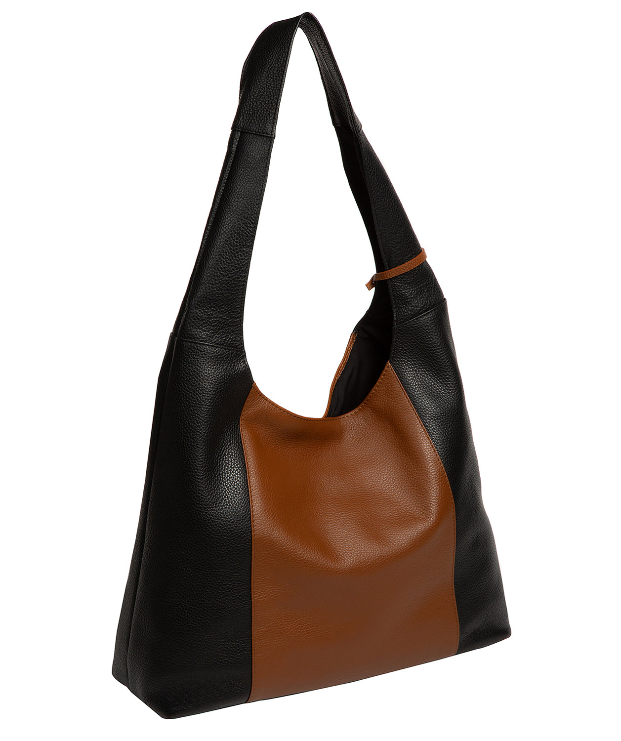 'Nina' Black & Tan Leather Shoulder Bag