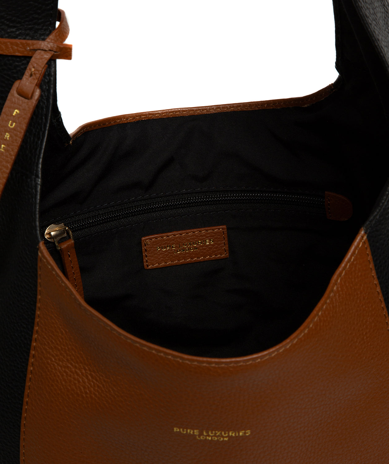 'Nina' Black & Tan Leather Shoulder Bag