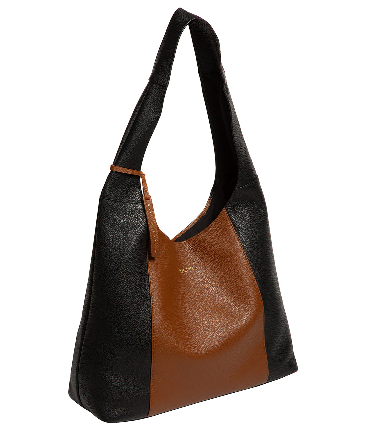 'Nina' Black & Tan Leather Shoulder Bag