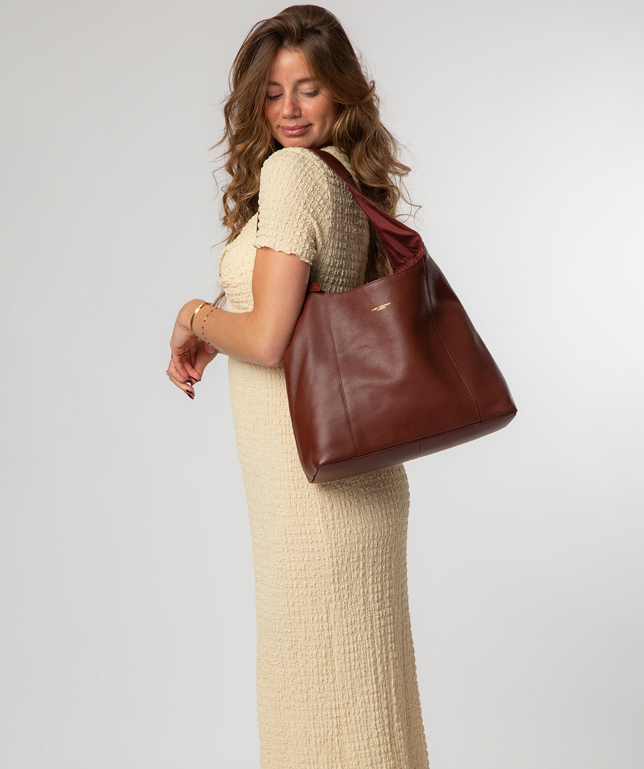 'Nina' Chestnut Leather Shoulder Bag