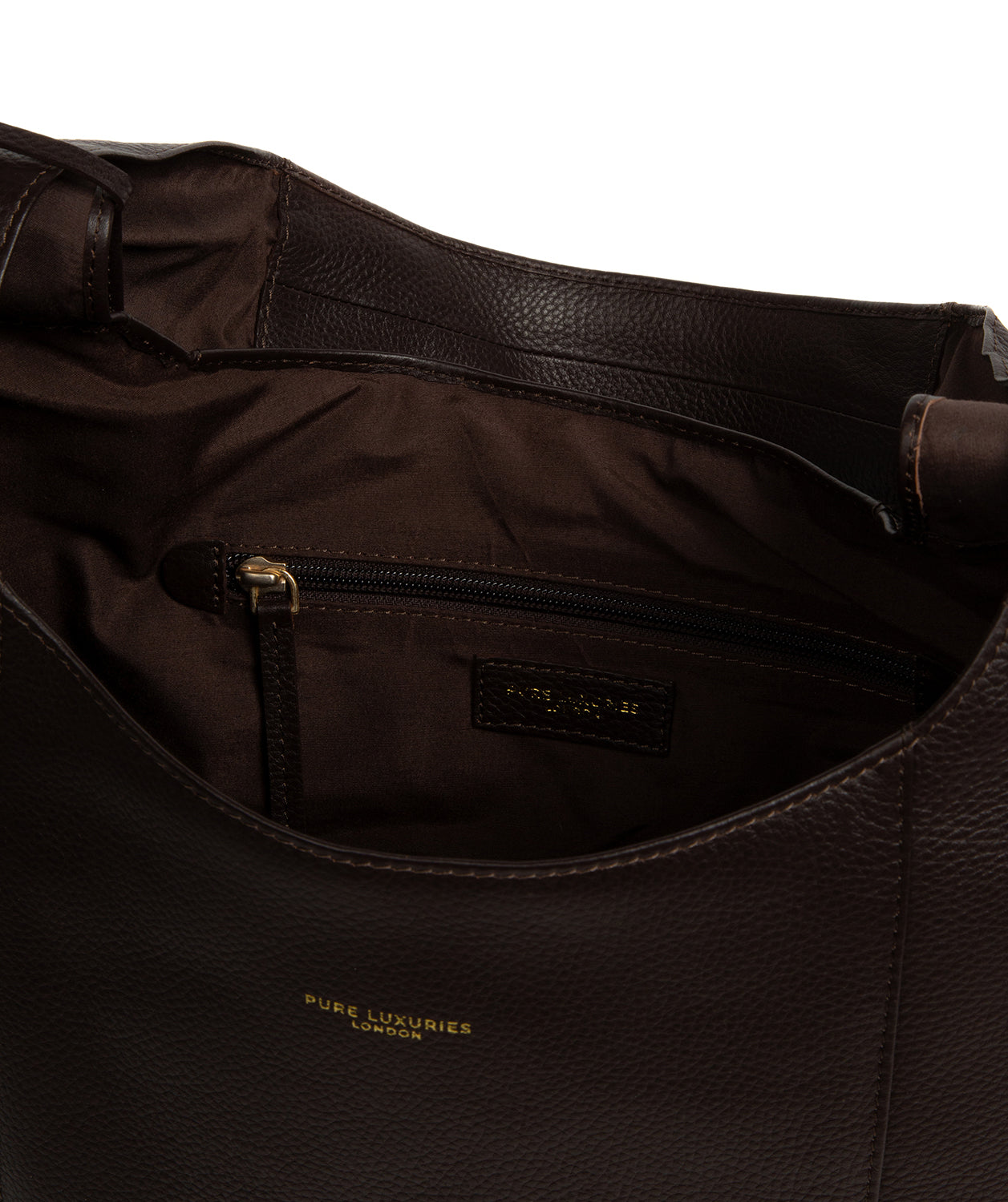 'Nina' Espresso Leather Shoulder Bag