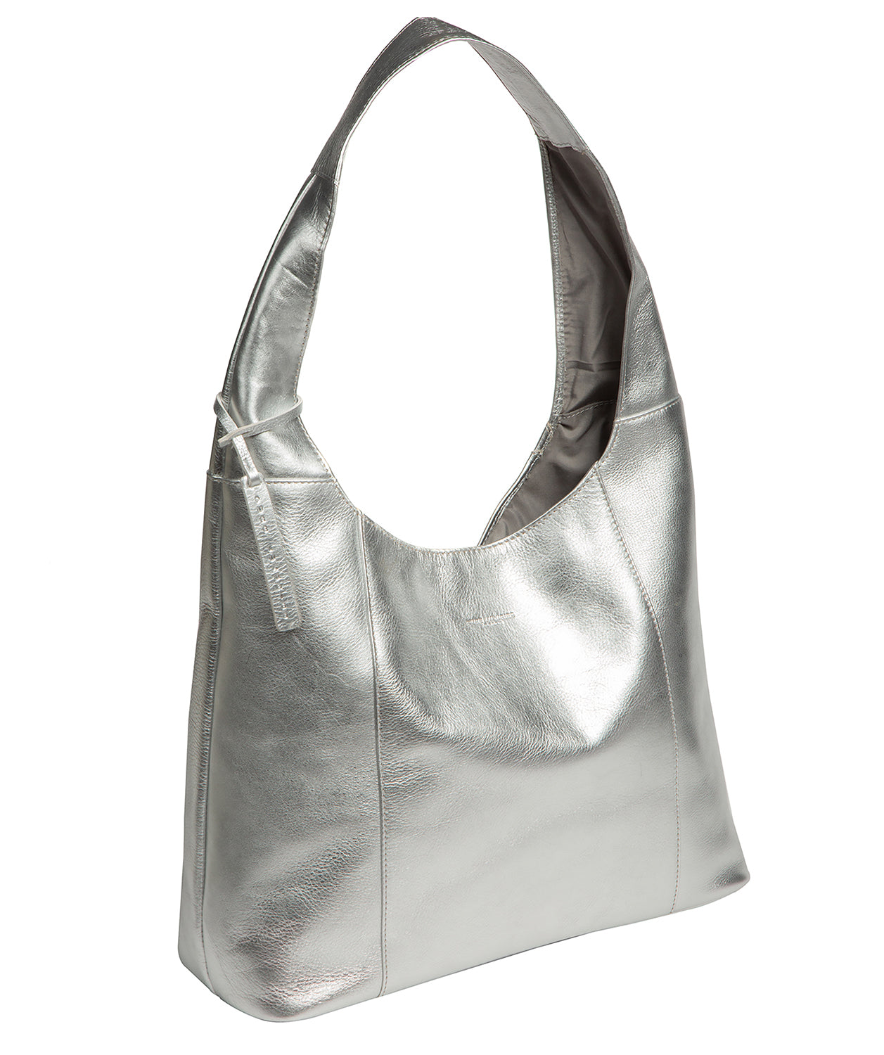 'Nina' Metallic Silver Leather Shoulder Bag