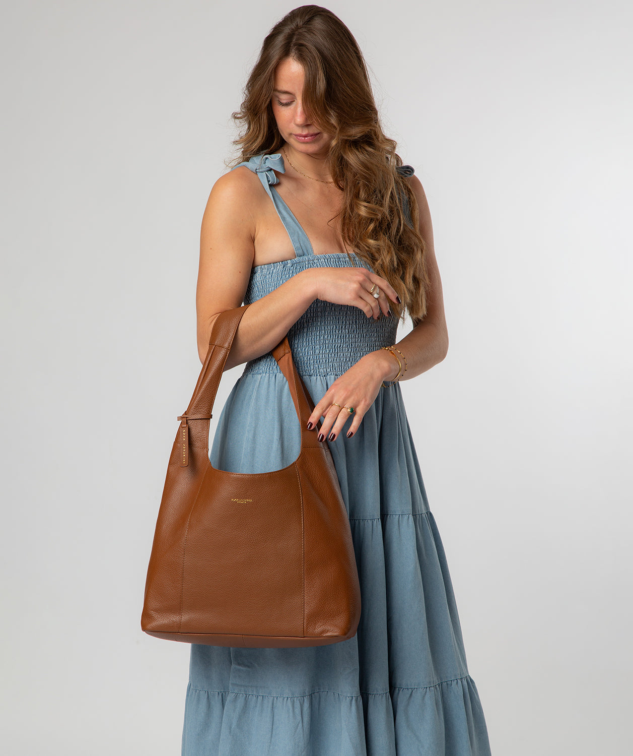 'Nina' Rich Tan Leather Shoulder Bag