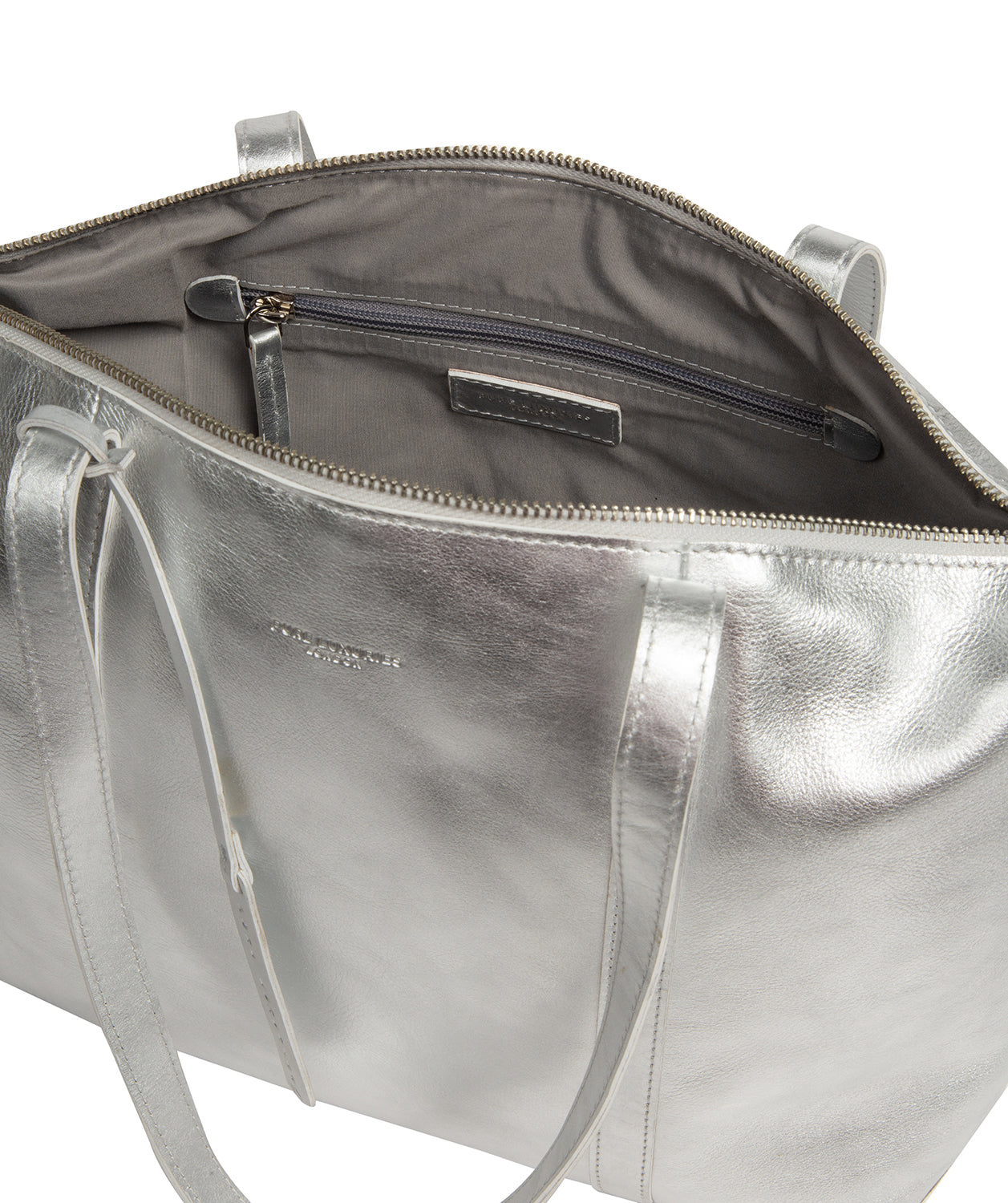 'Alcester' Metallic Silver Leather Tote Bag