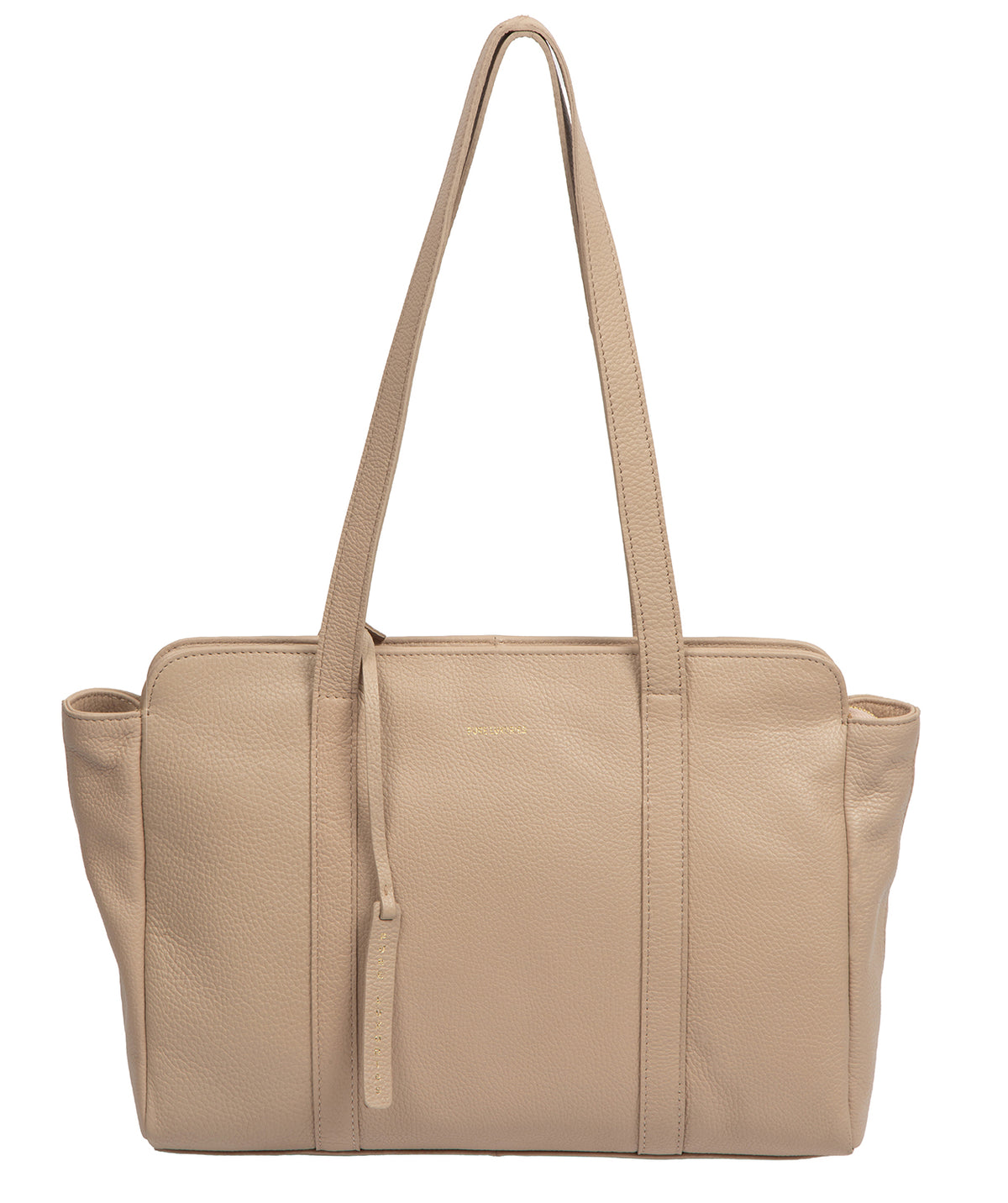 Pure Luxuries Olney latte leather handbag front view