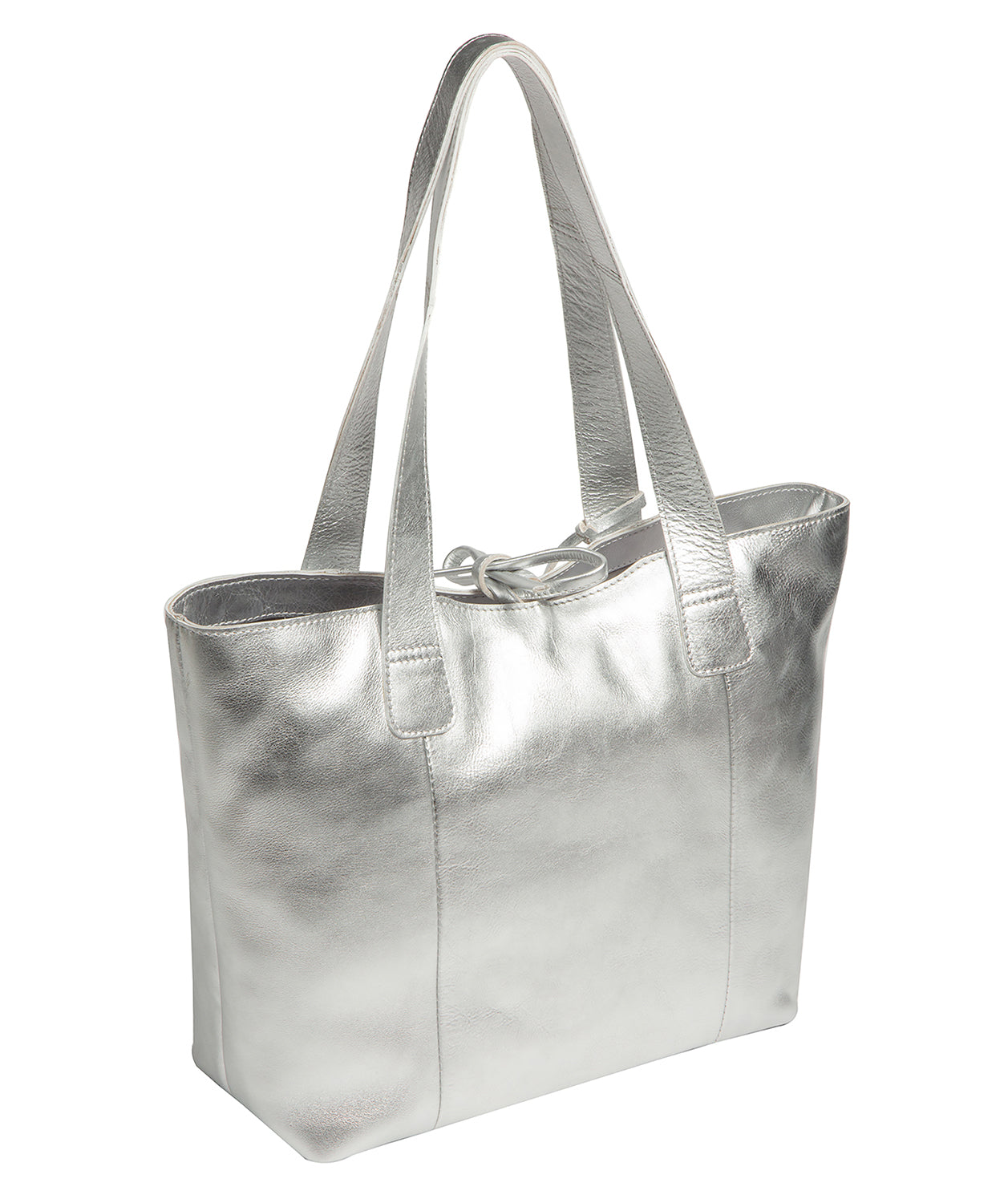 'Windsor' Metallic Silver Leather Tote Bag