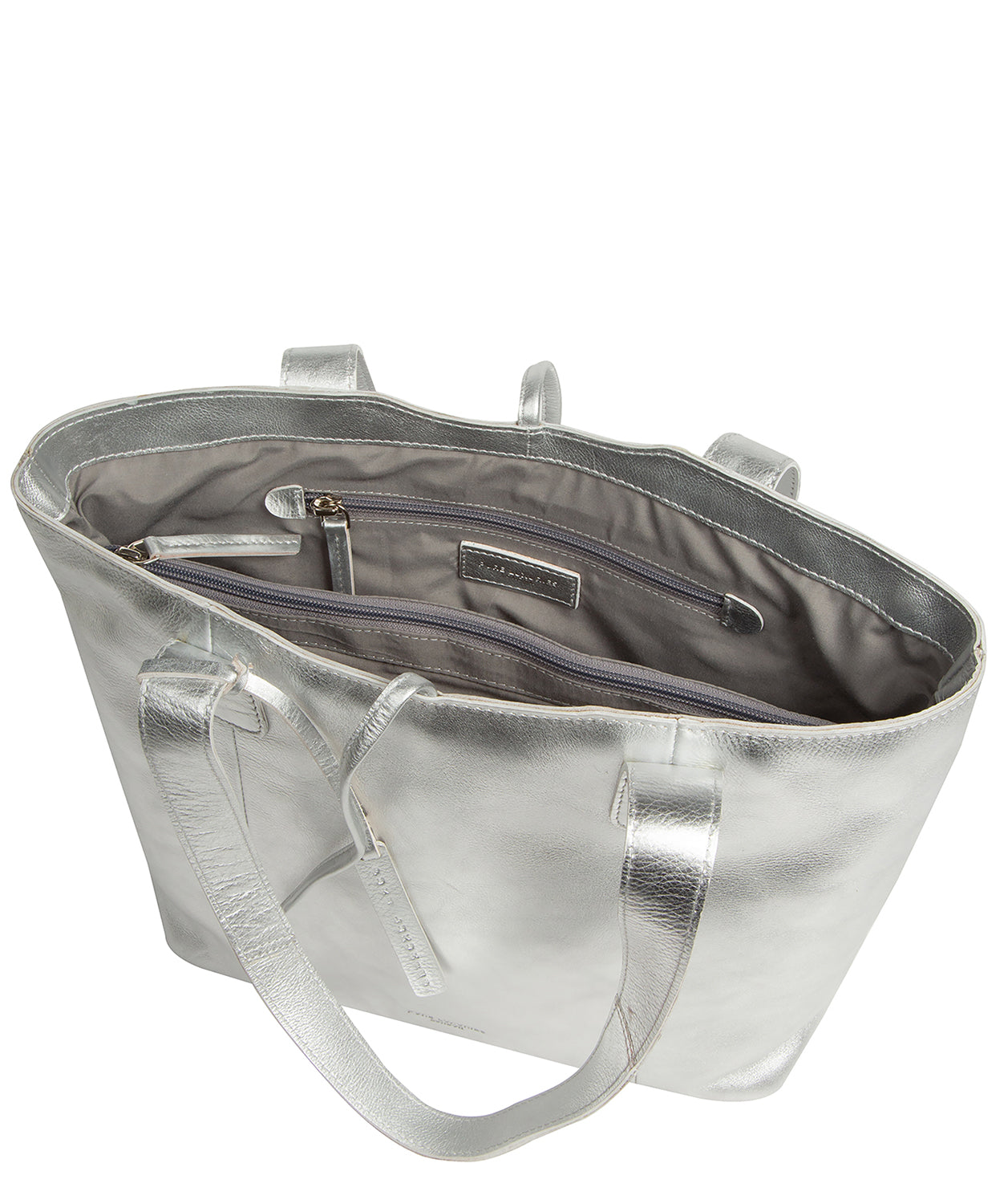 'Windsor' Metallic Silver Leather Tote Bag