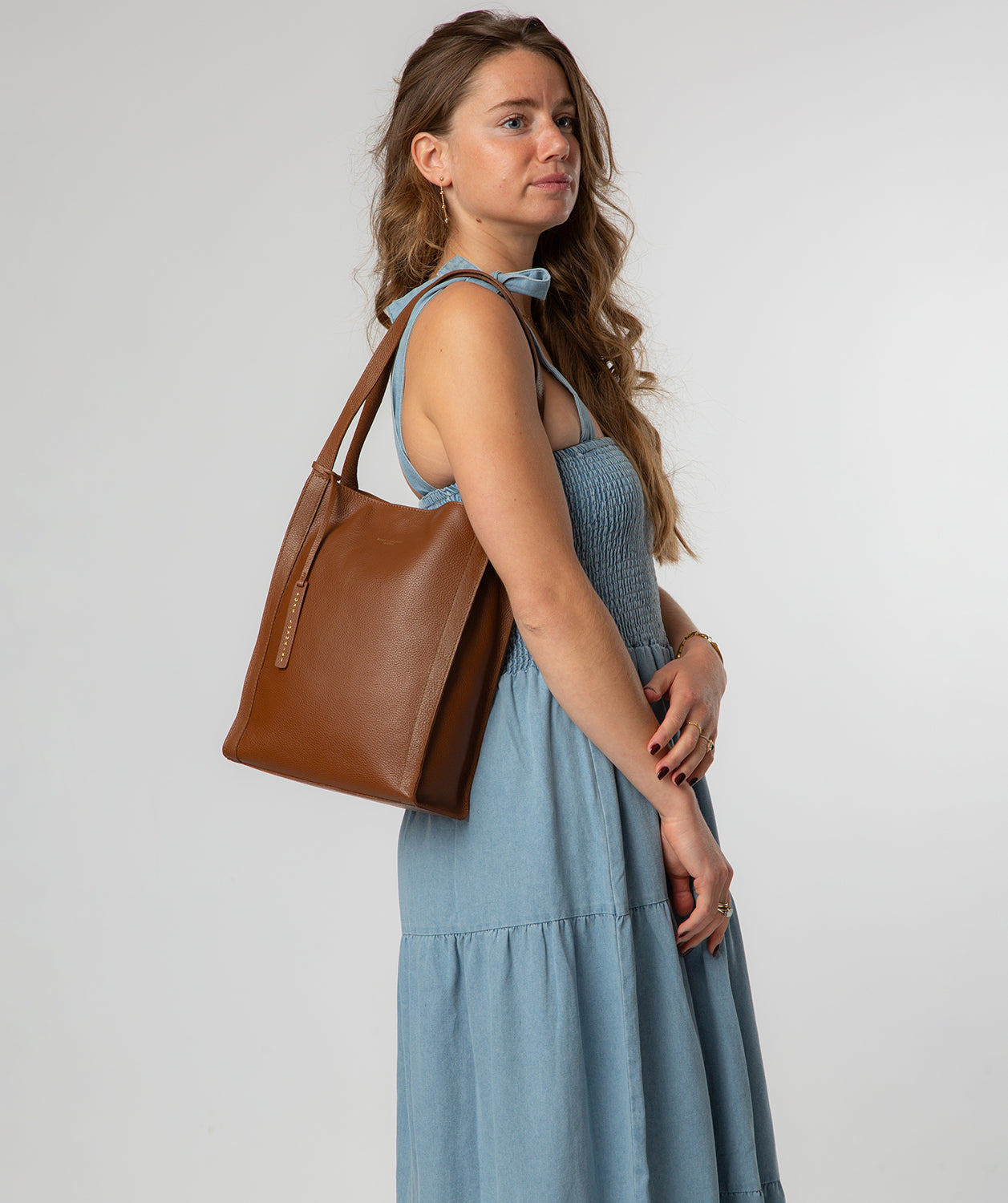 'Brighton' Tan Leather Shopper Bag