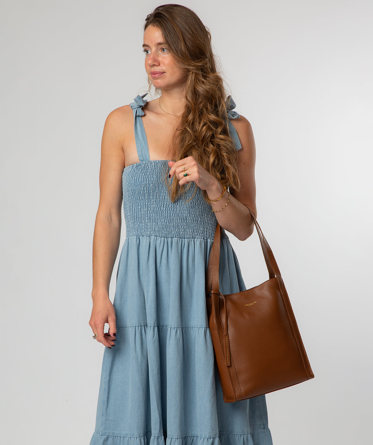 'Brighton' Tan Leather Shopper Bag