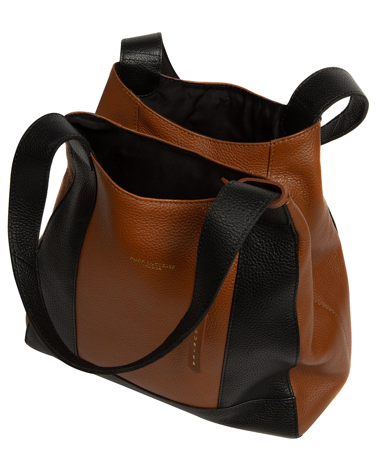'Colette' Black & Tan Leather Handbag