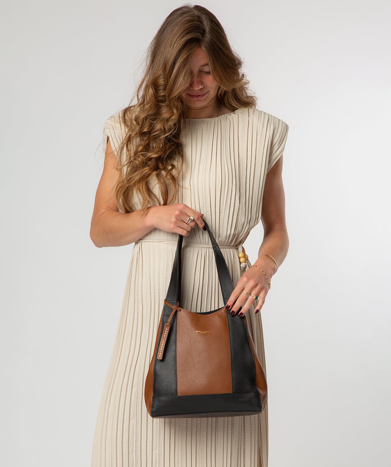 'Colette' Black & Tan Leather Handbag