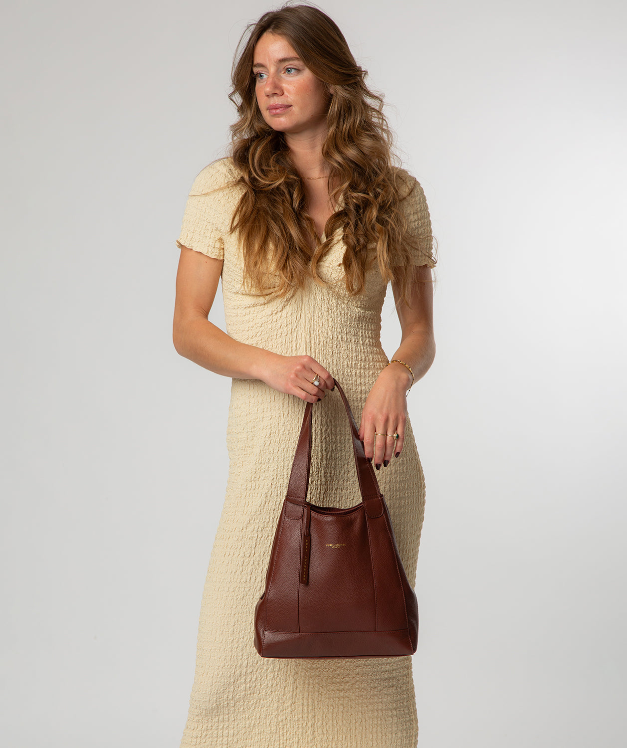 'Colette' Chestnut Leather Shoulder Handbag
