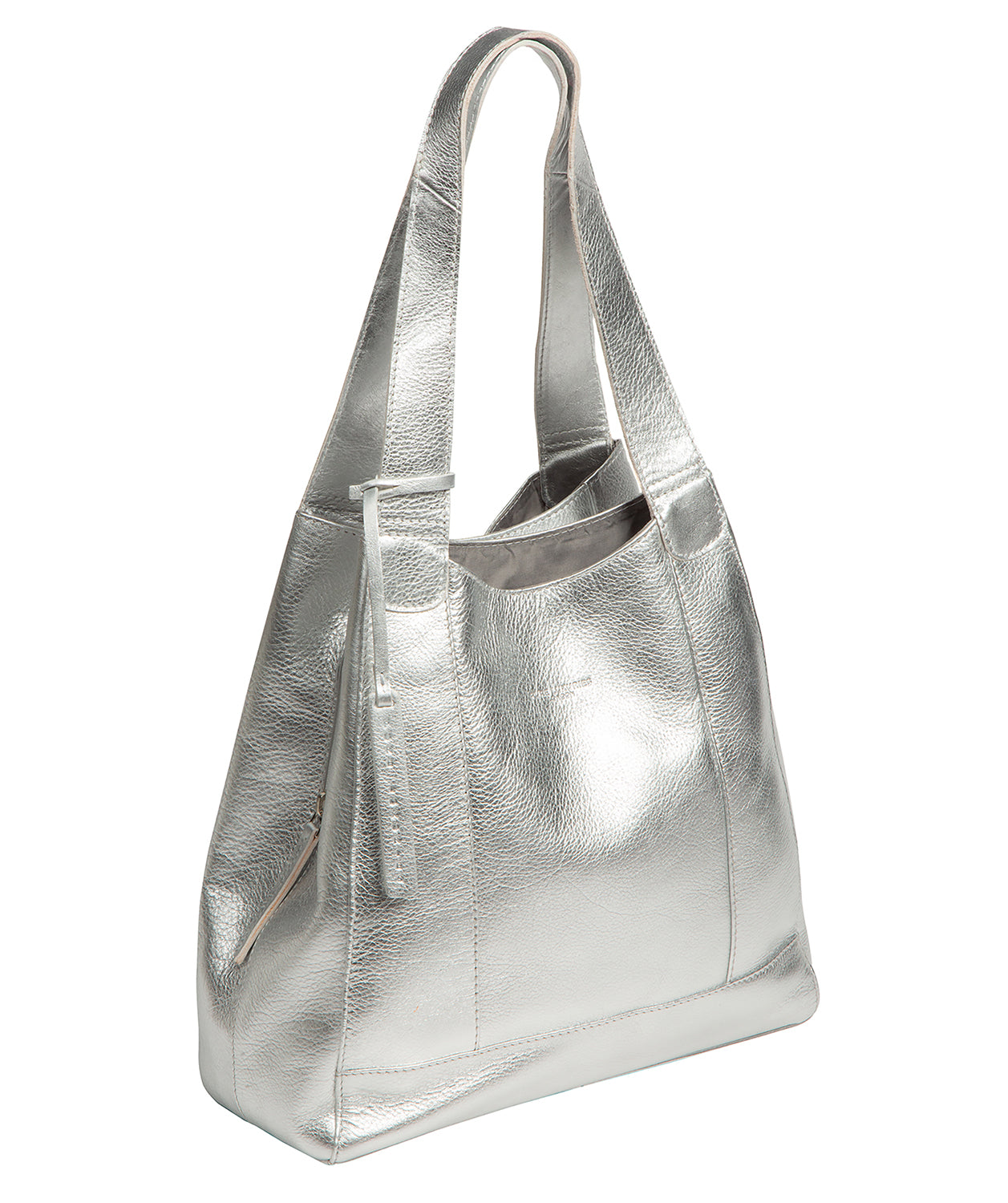 'Colette' Metallic Silver Leather Handbag