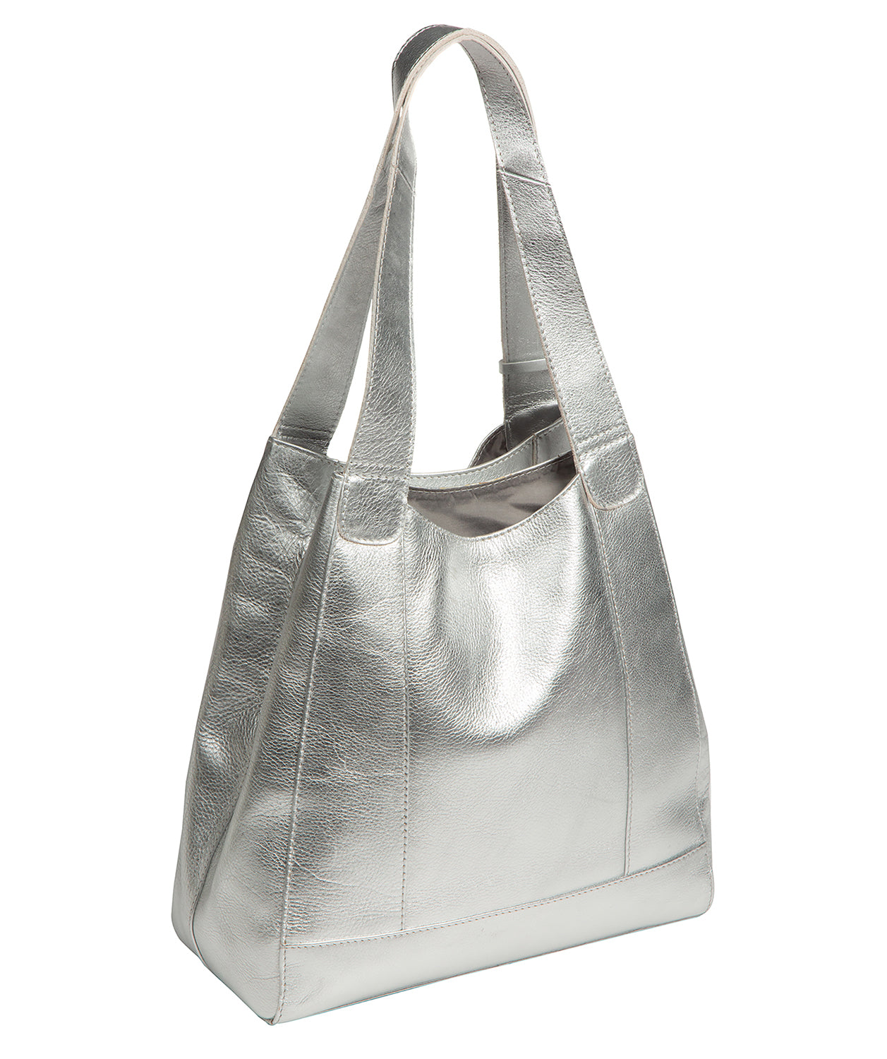 'Colette' Metallic Silver Leather Handbag
