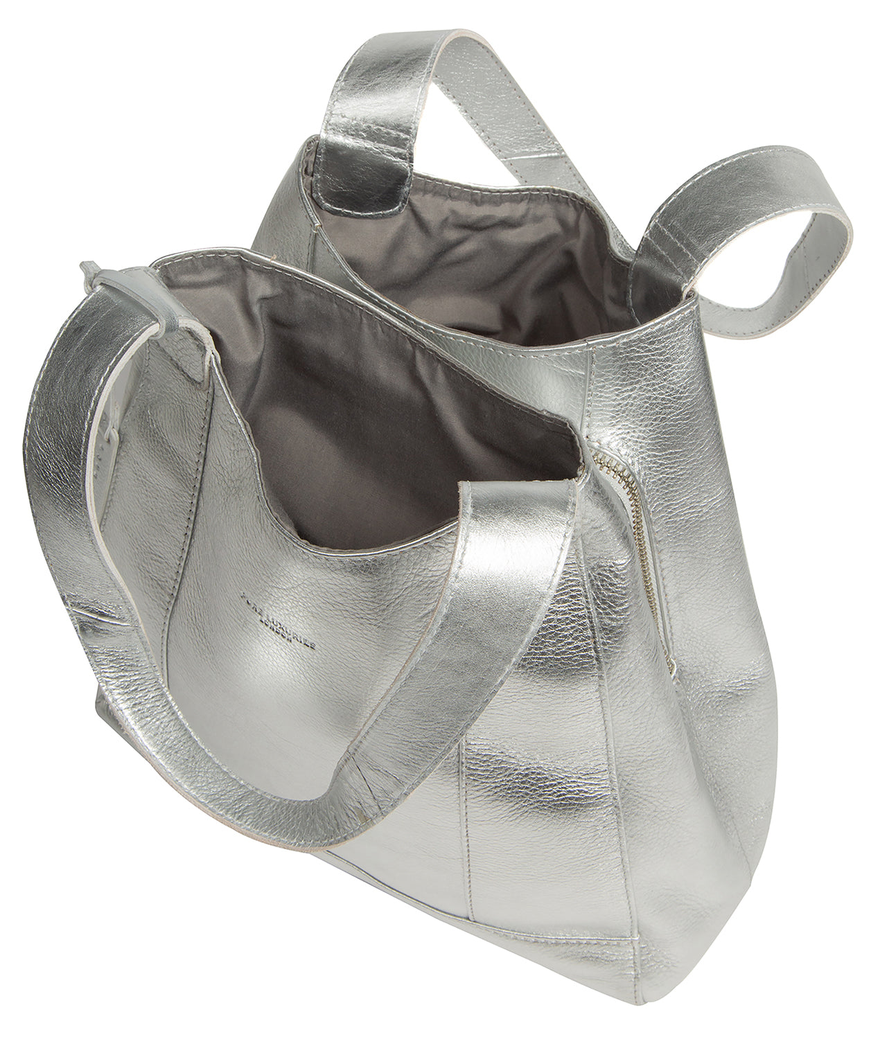 'Colette' Metallic Silver Leather Handbag