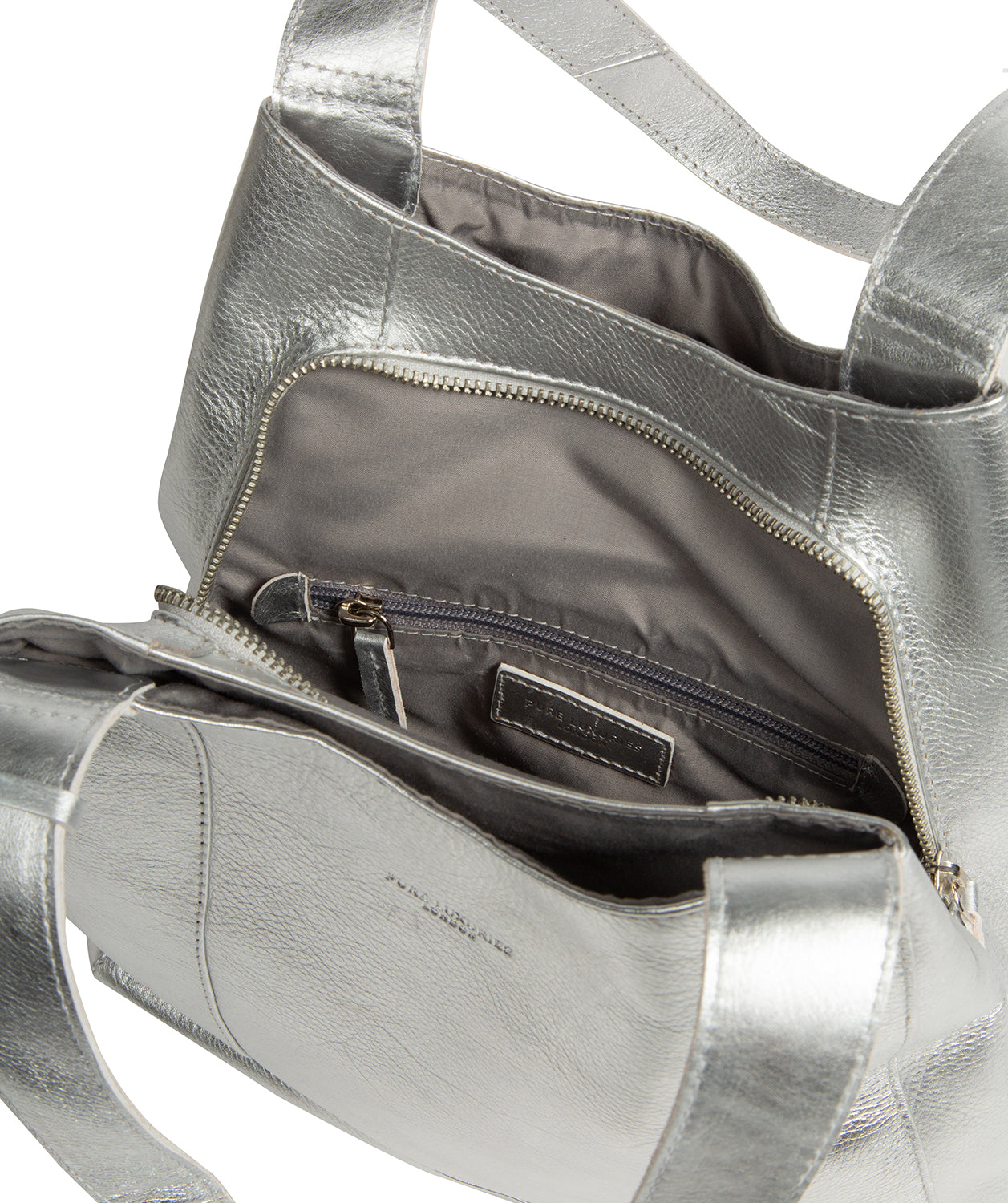 'Colette' Metallic Silver Leather Handbag